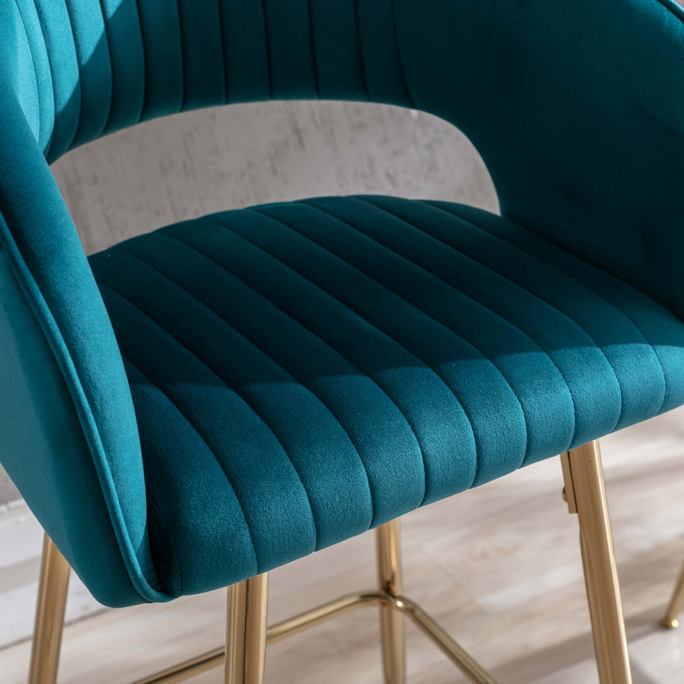 ZH4YOU 30"H Velvet Barstools with Gold Legs Set of 2 - 6014BS