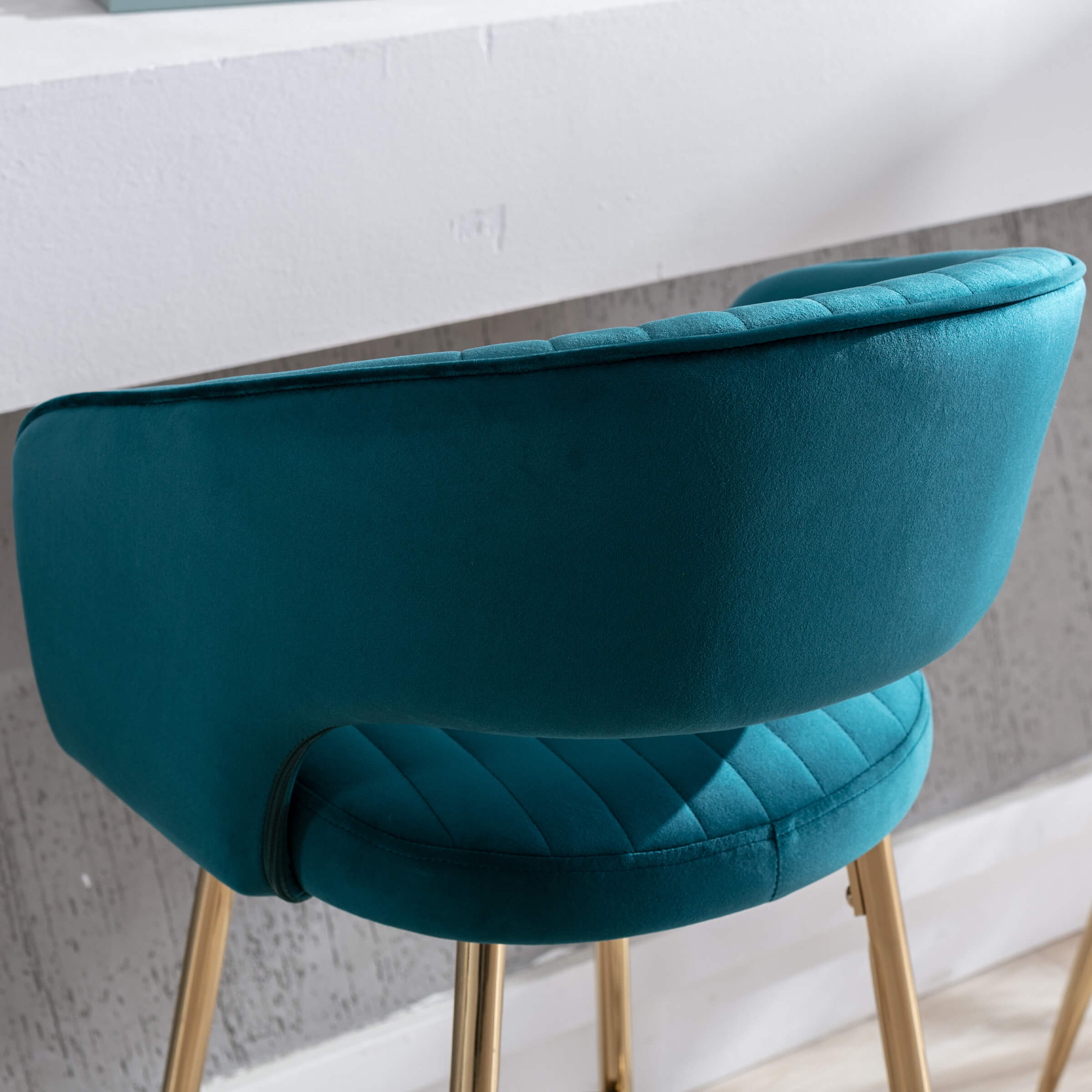 ZH4YOU 30"H Velvet Barstools with Gold Legs Set of 2 - 6014BS