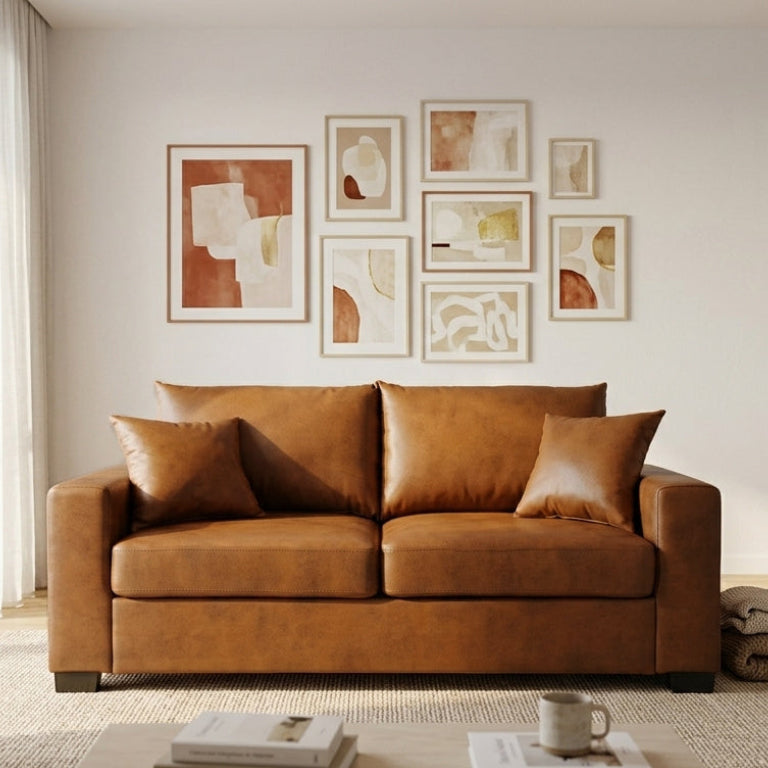 69"W Modern Breathable Square Arms Sofa 2-Seat