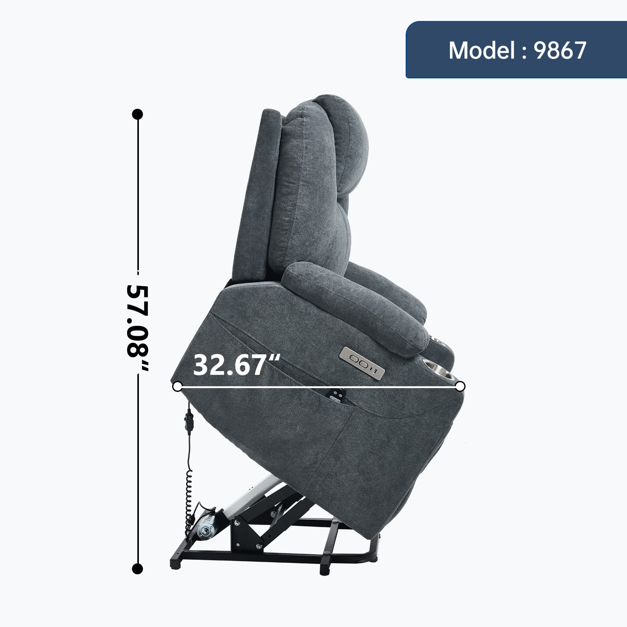 Power Lift Electric Massage Heat USB Recliner Chair