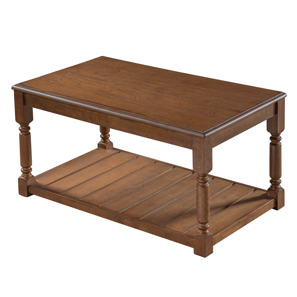 45" Farmhouse Coffee Table with Lower Storage Shelf