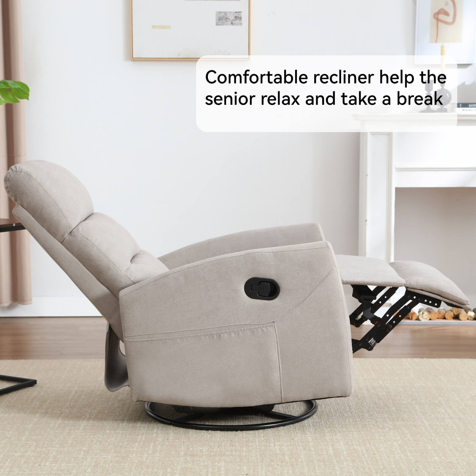 Modern Polyester Fabric Manual 360 Swivel Rocker Recliner Chair
