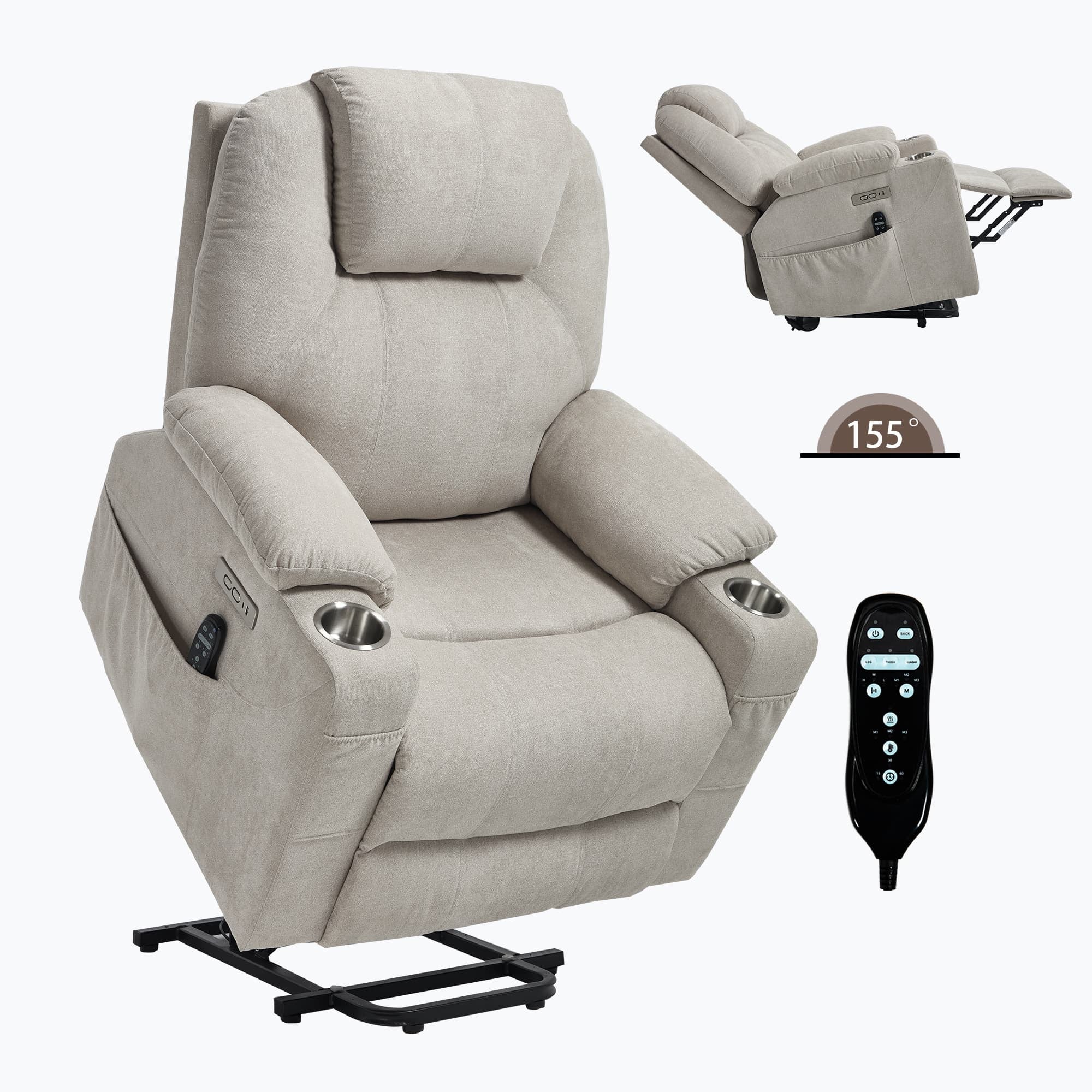 Power Lift Electric Massage Heat USB Recliner Chair