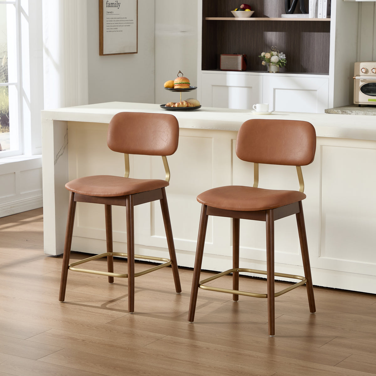 26"H Modern Curved Back Counter Stools Set of 2