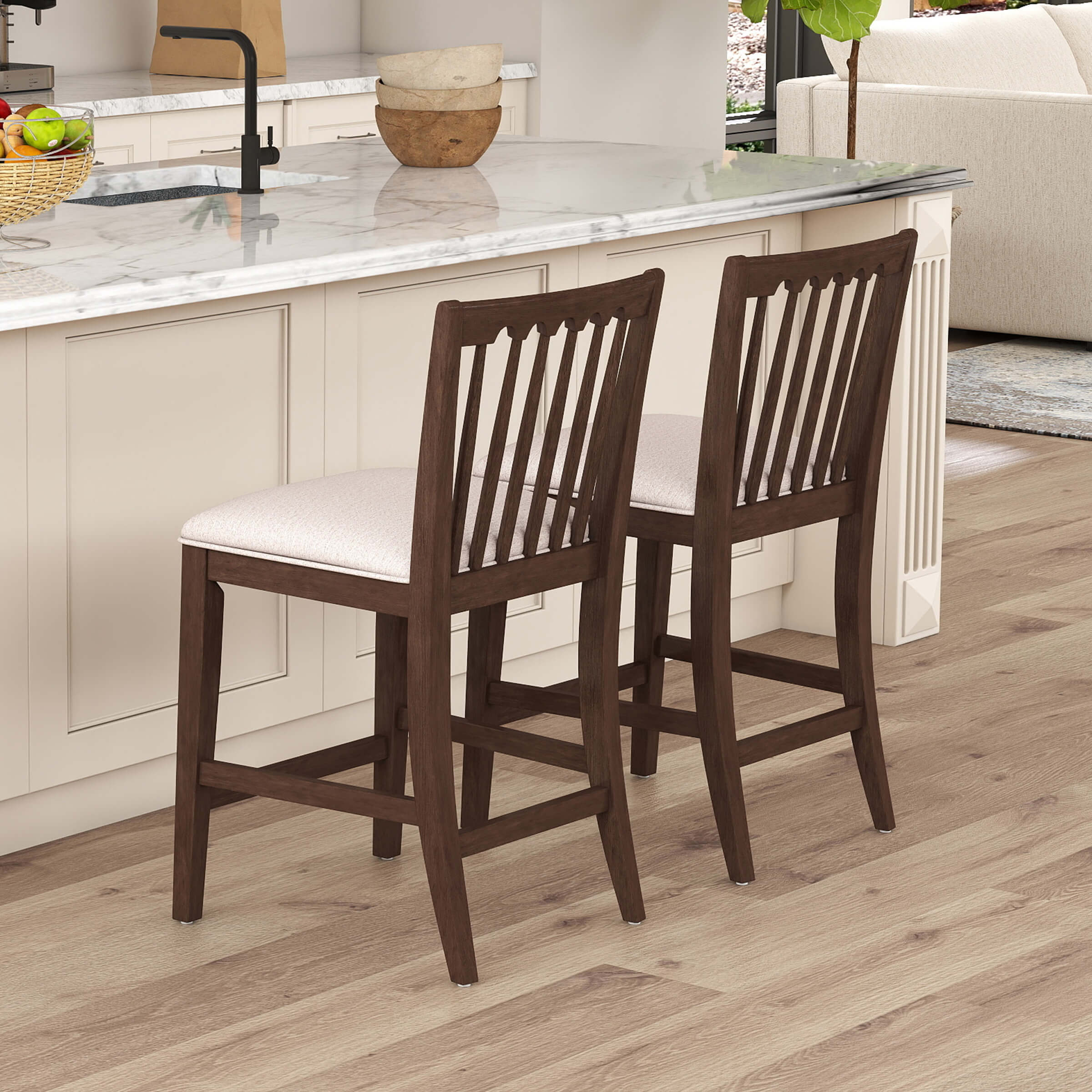 KMAX Farmhouse Counter Height Bar Stools Set of 2 - 00241CS