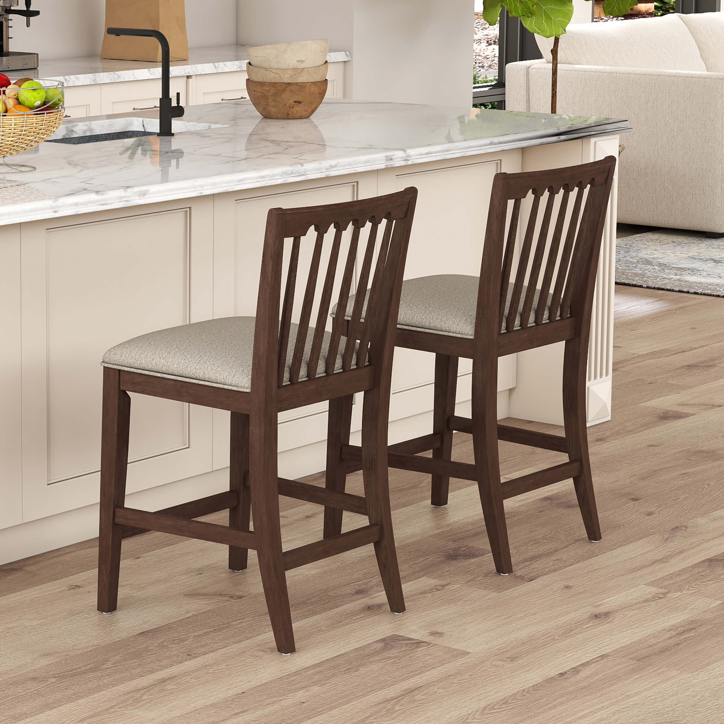 KMAX Farmhouse Counter Height Bar Stools Set of 2 - 00241CS