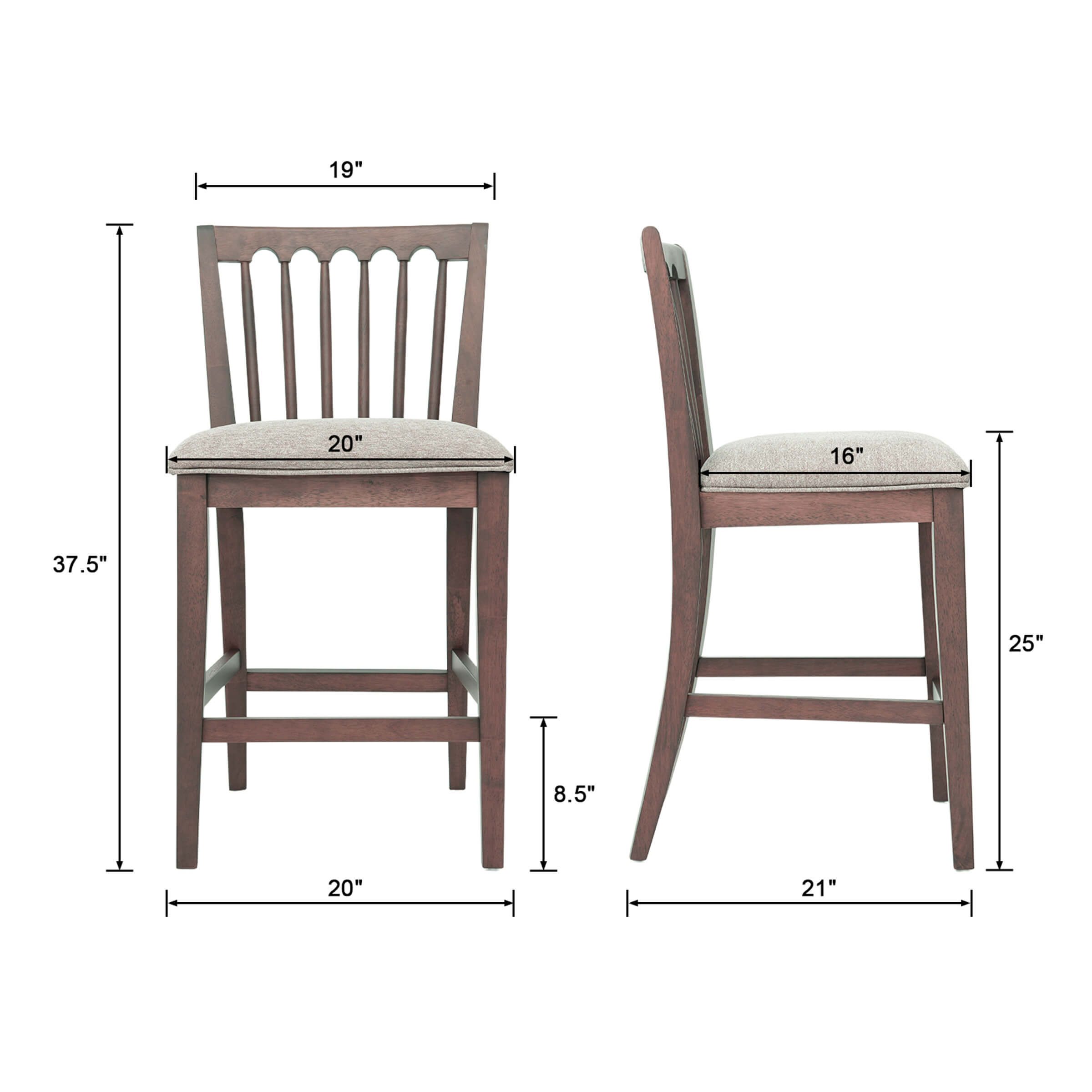 KMAX Farmhouse Counter Height Bar Stools Set of 2 - 00241CS