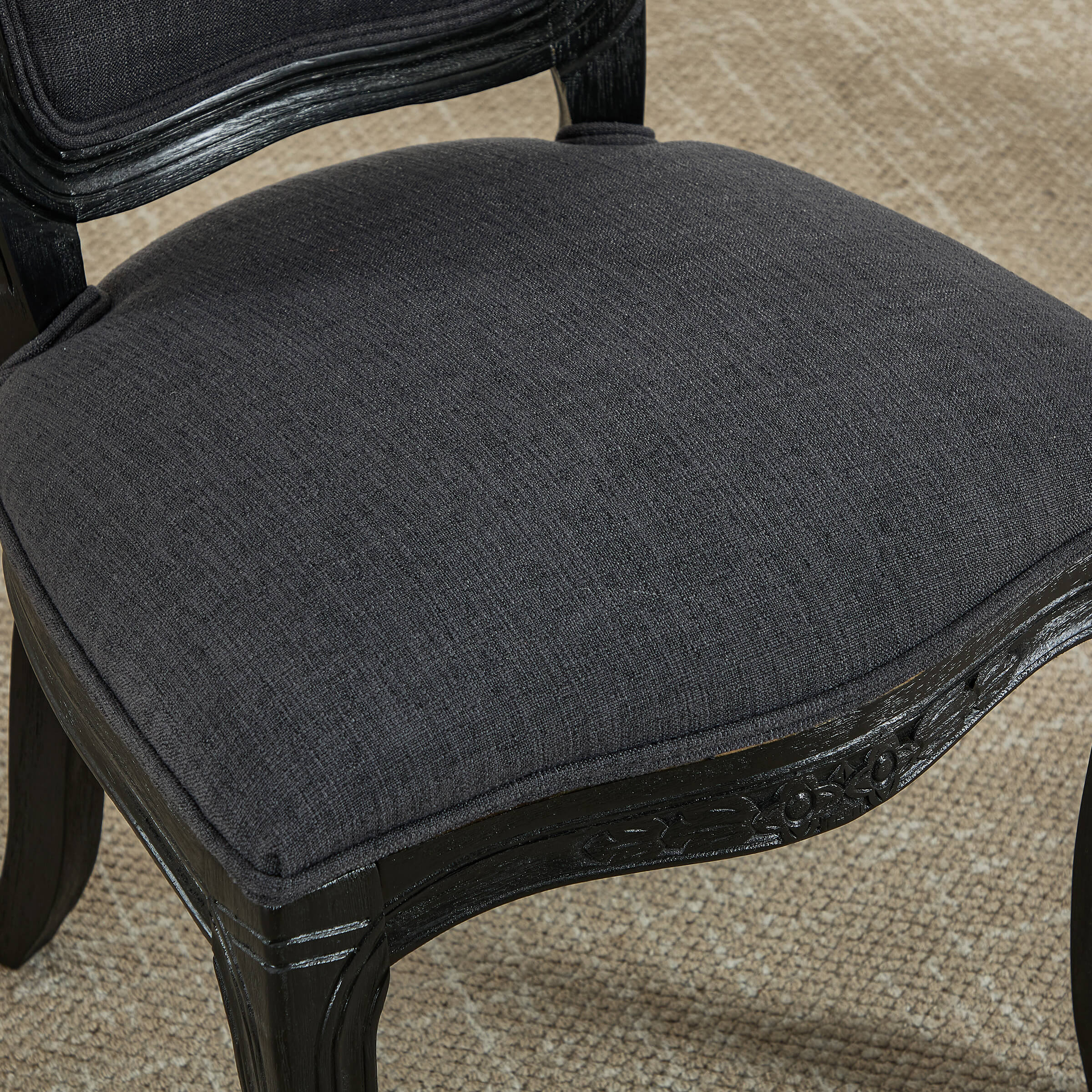 Black fabric upholstery close-up