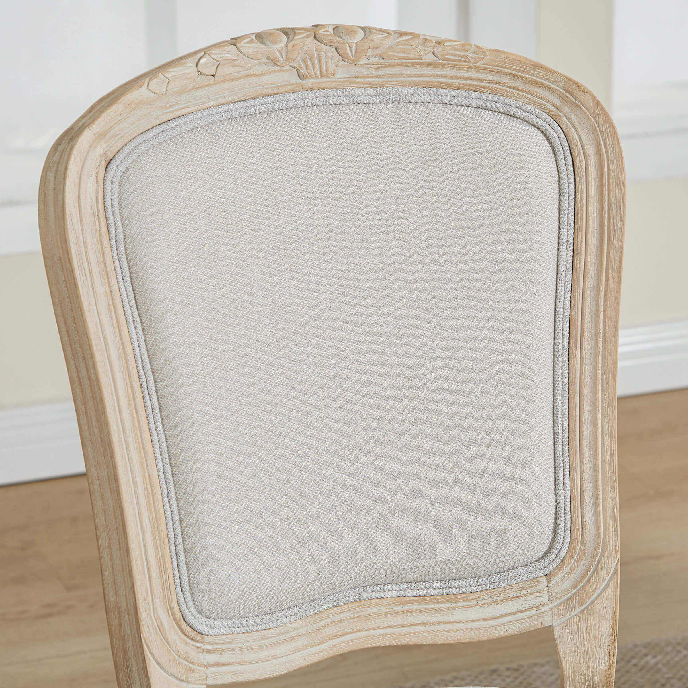 Close-up of chair back and upholstery