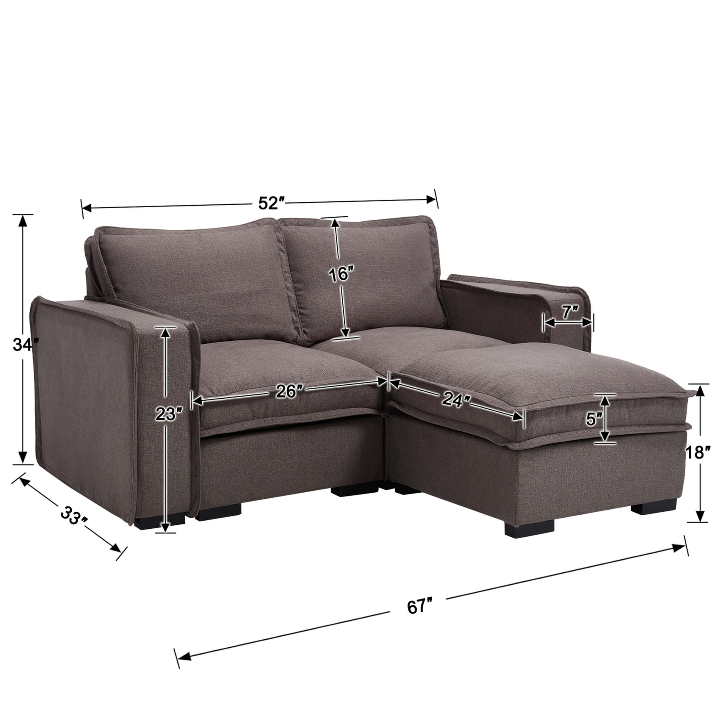 EALSON Linen Fabric Upholstered Cloud Couches Mid Century Sofa - 1089SF