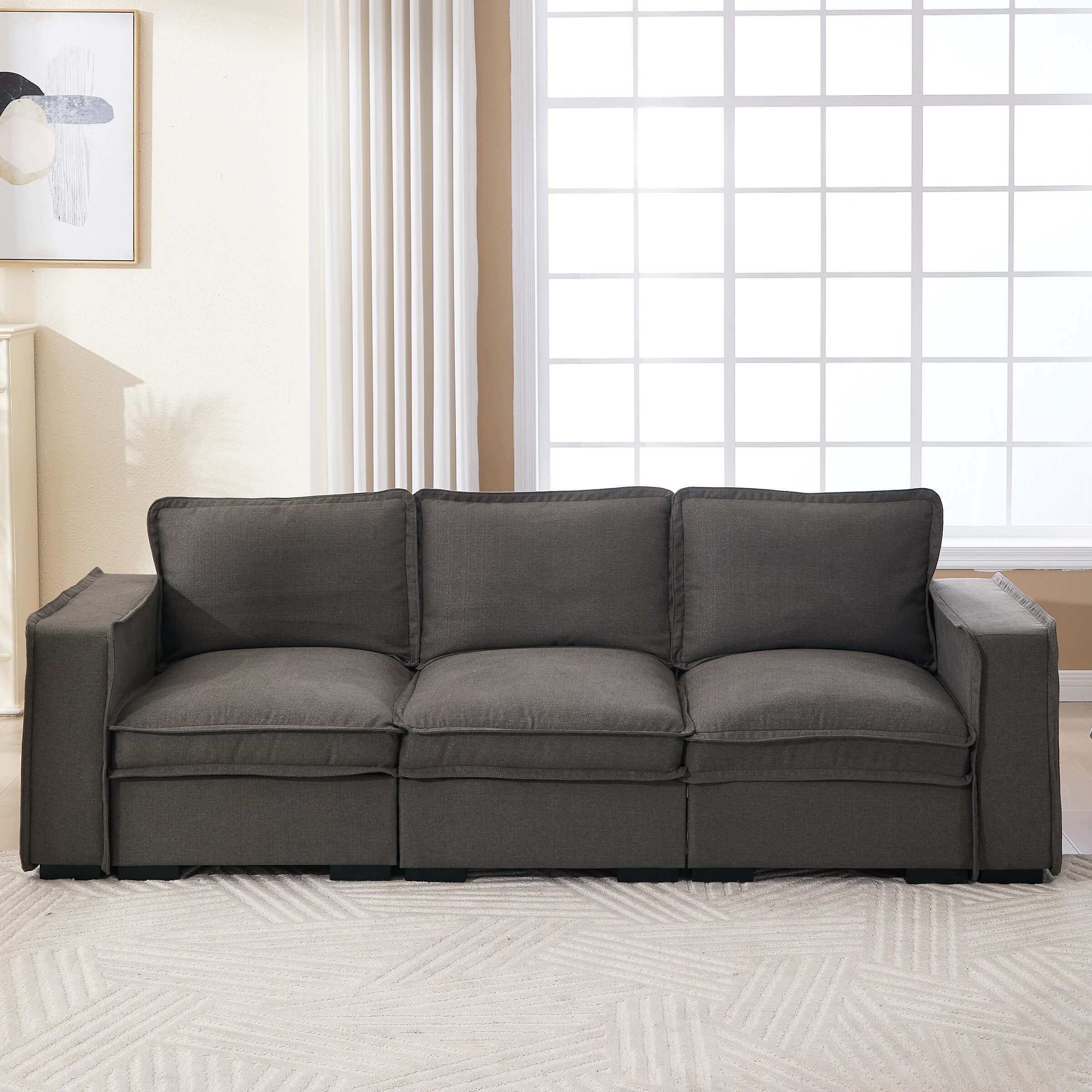 EALSON Linen Fabric Upholstered Cloud Couches Mid Century Sofa - 1089SF