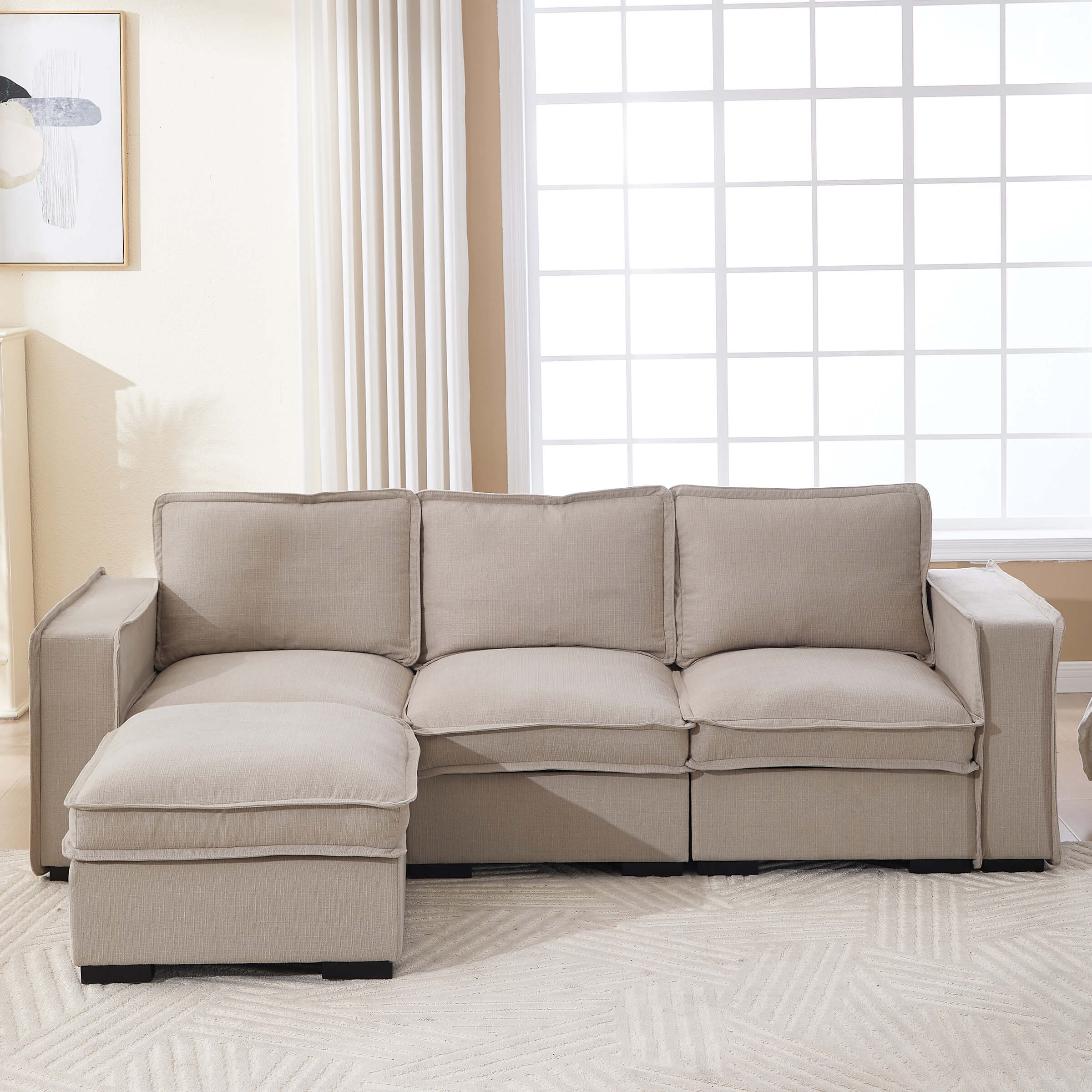 EALSON Linen Fabric Upholstered Cloud Couches Mid Century Sofa - 1089SF