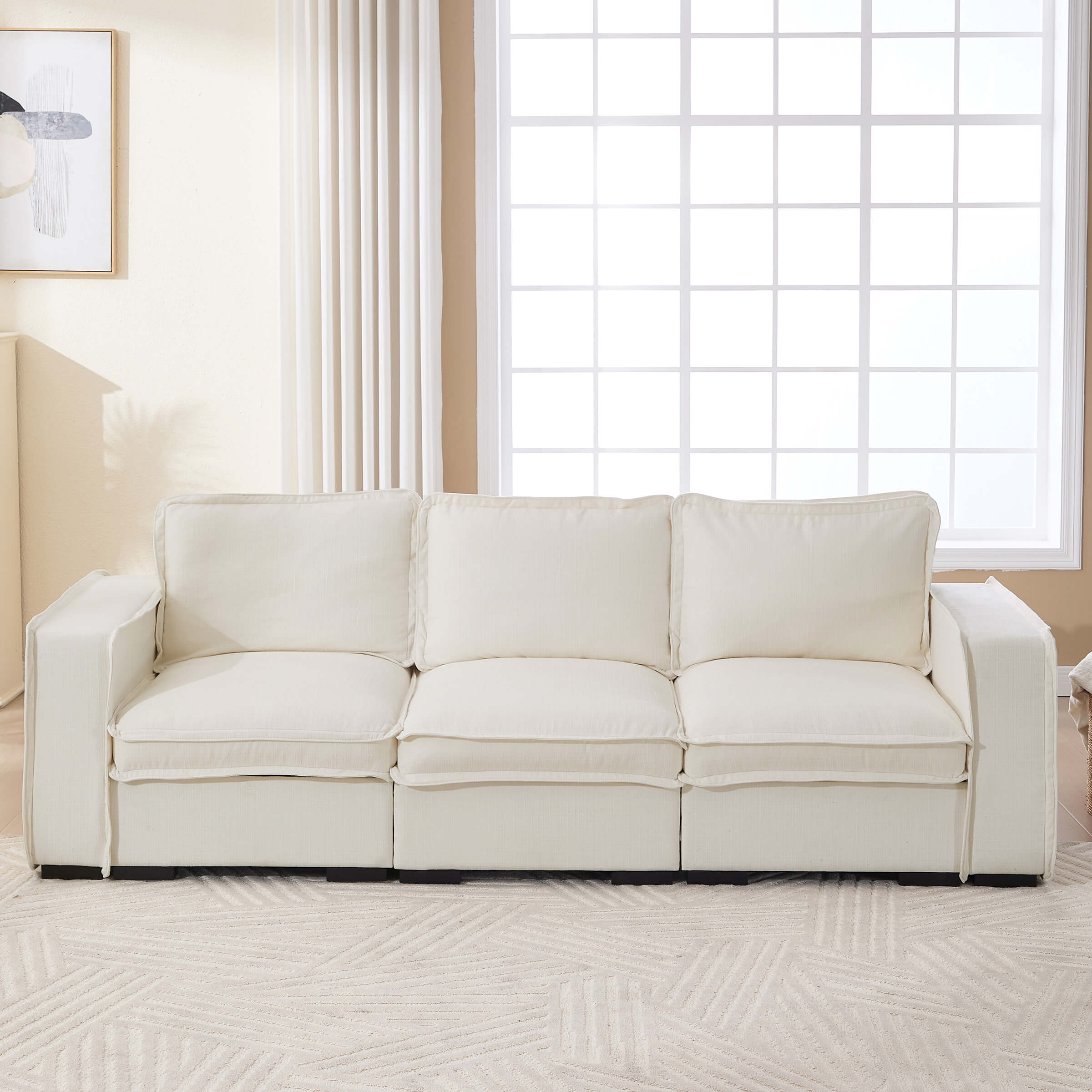 EALSON Linen Fabric Upholstered Cloud Couches Mid Century Sofa - 1089SF