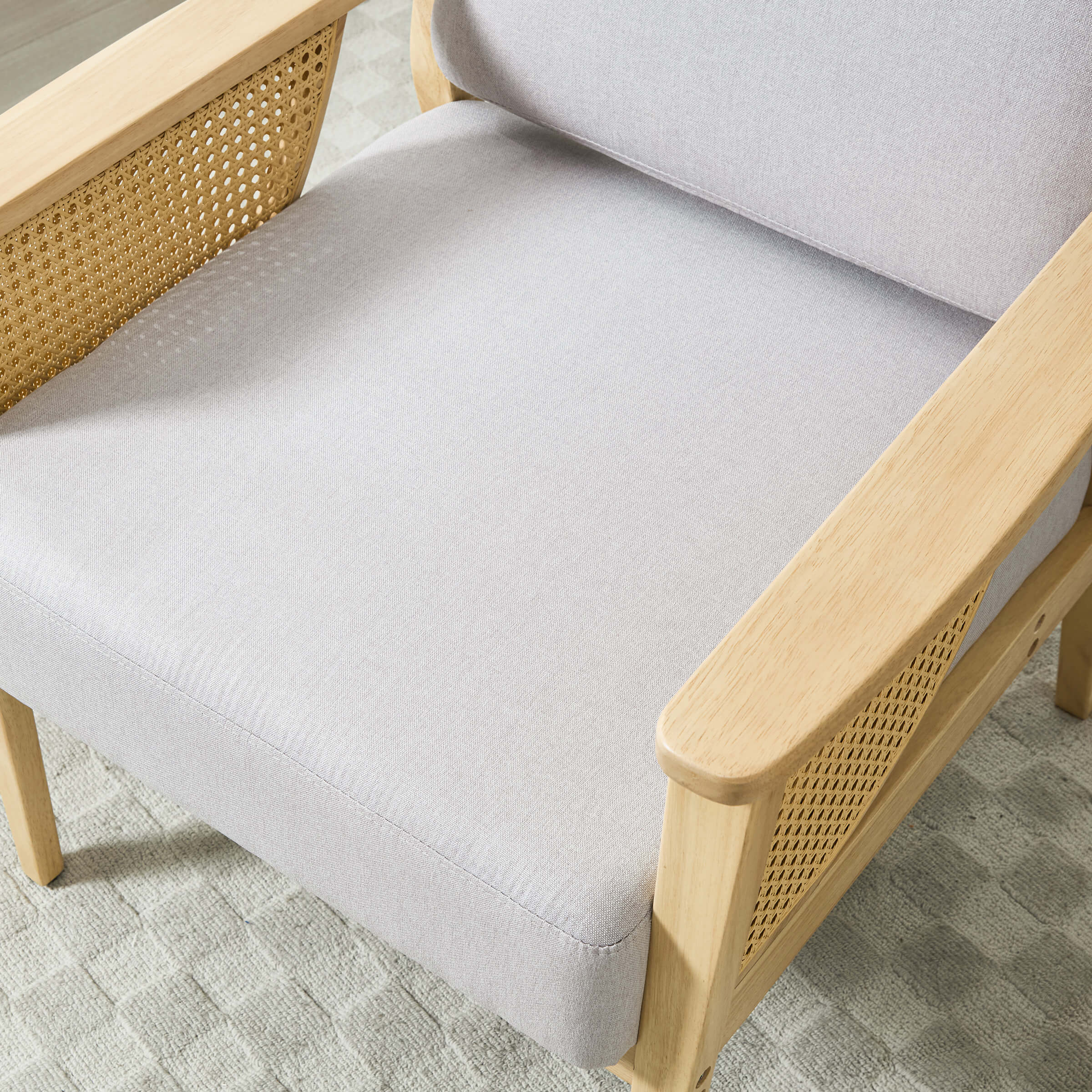 Mid Century Accent Chair with Rattan Armchair - 555AC