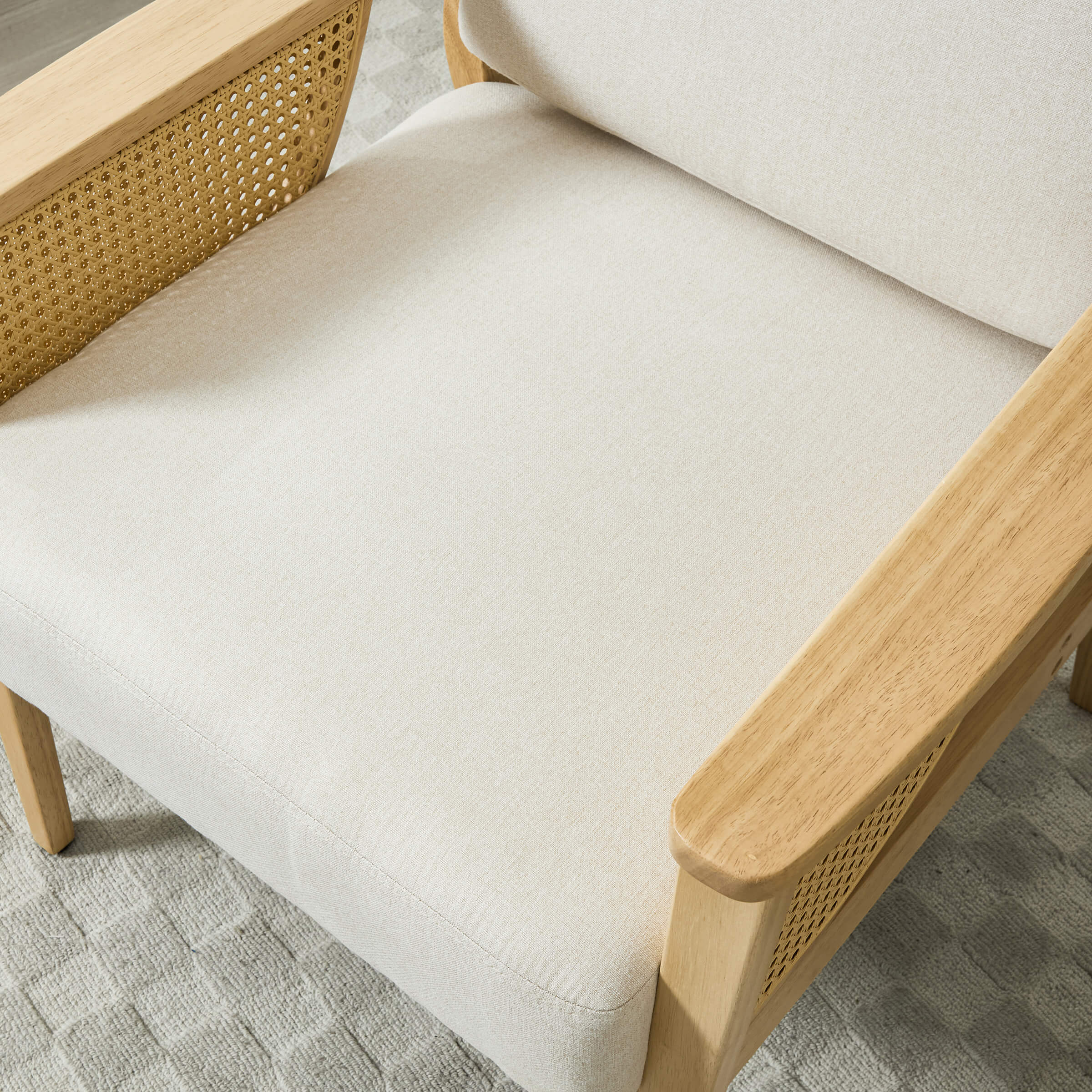 Mid Century Accent Chair with Rattan Armchair - 555AC