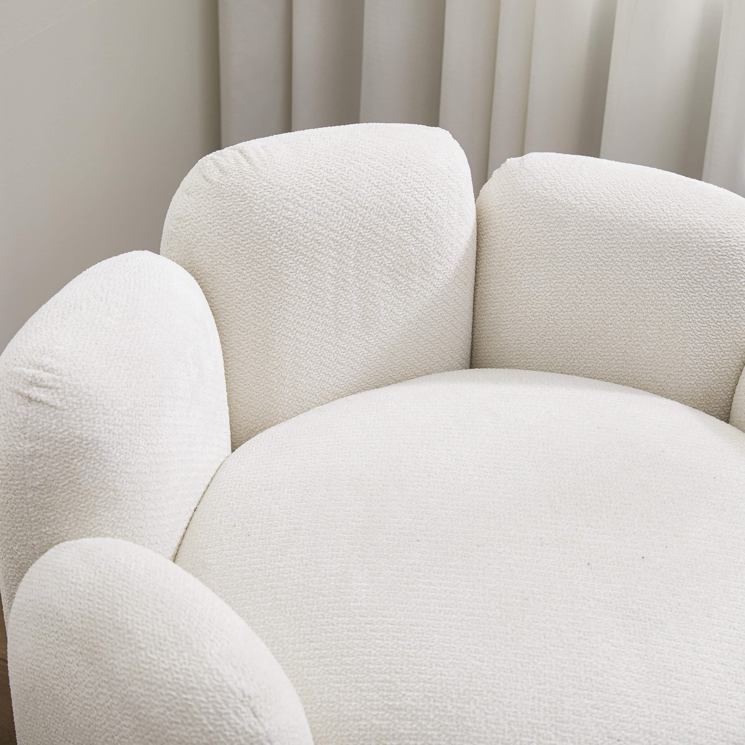 Beige boucle fabric close-up