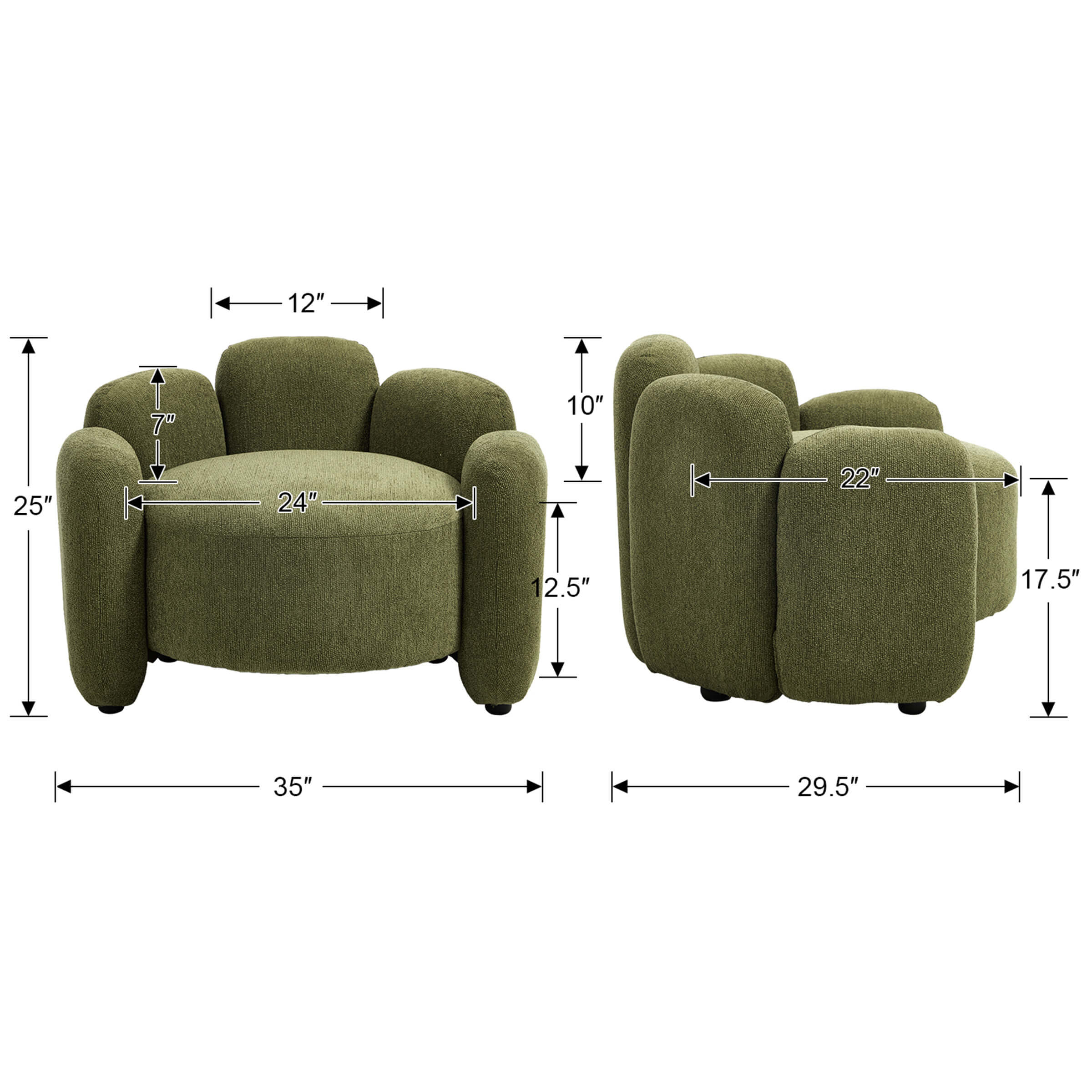 ZH4YOU Scandinavian Style Upholstered Barrel Chair - 6629AC
