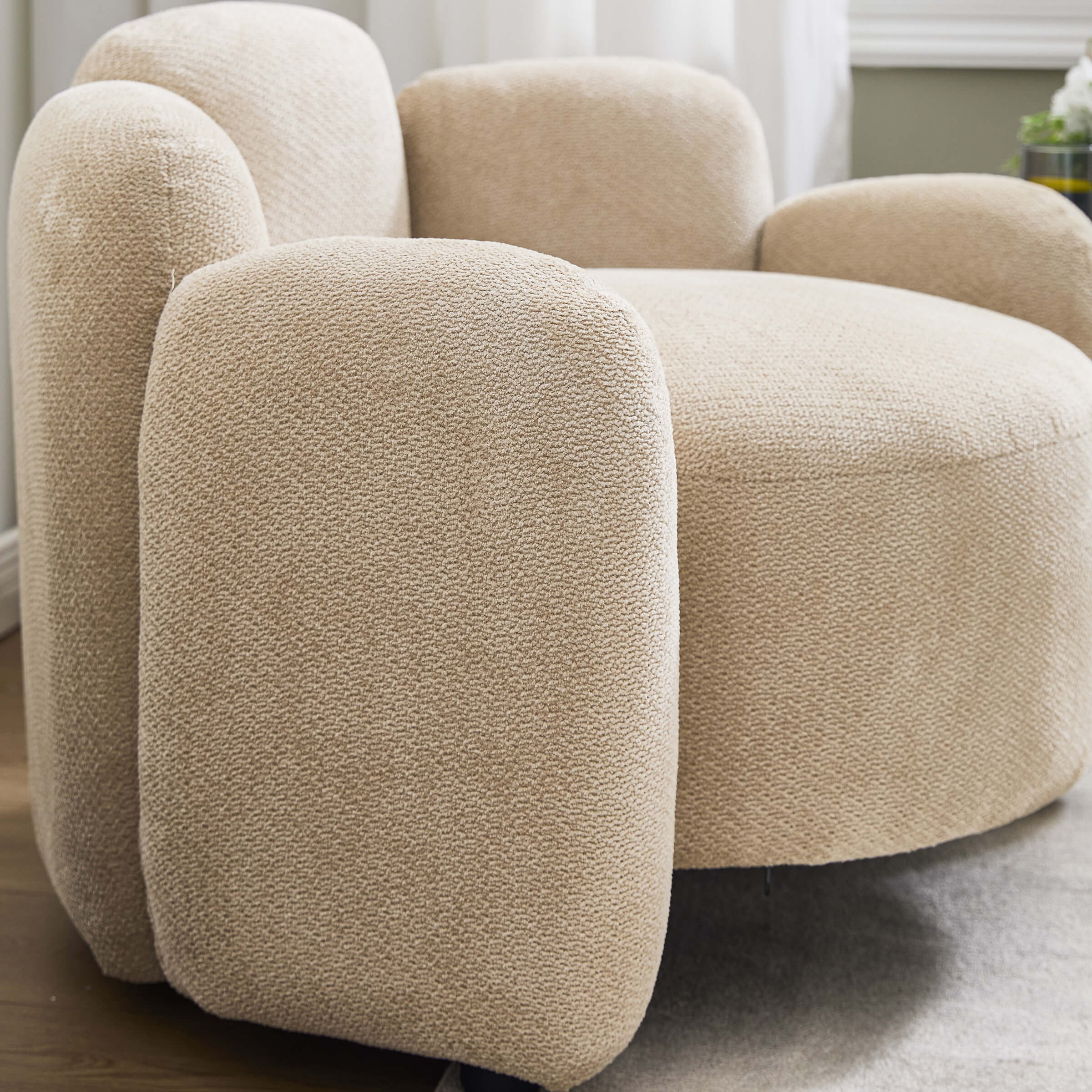 ZH4YOU Scandinavian Style Upholstered Barrel Chair - 6629AC