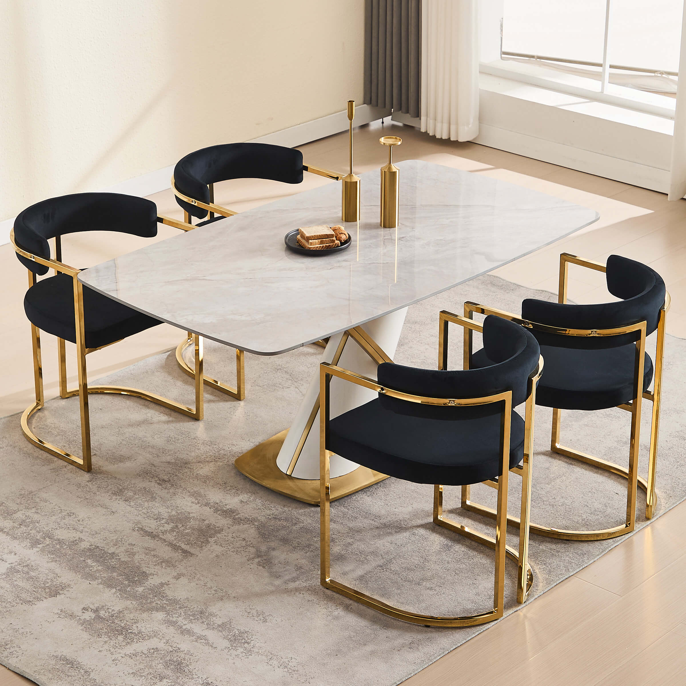 Upholstered Metal Frame Dining Chairs Set of 2 - 323DC
