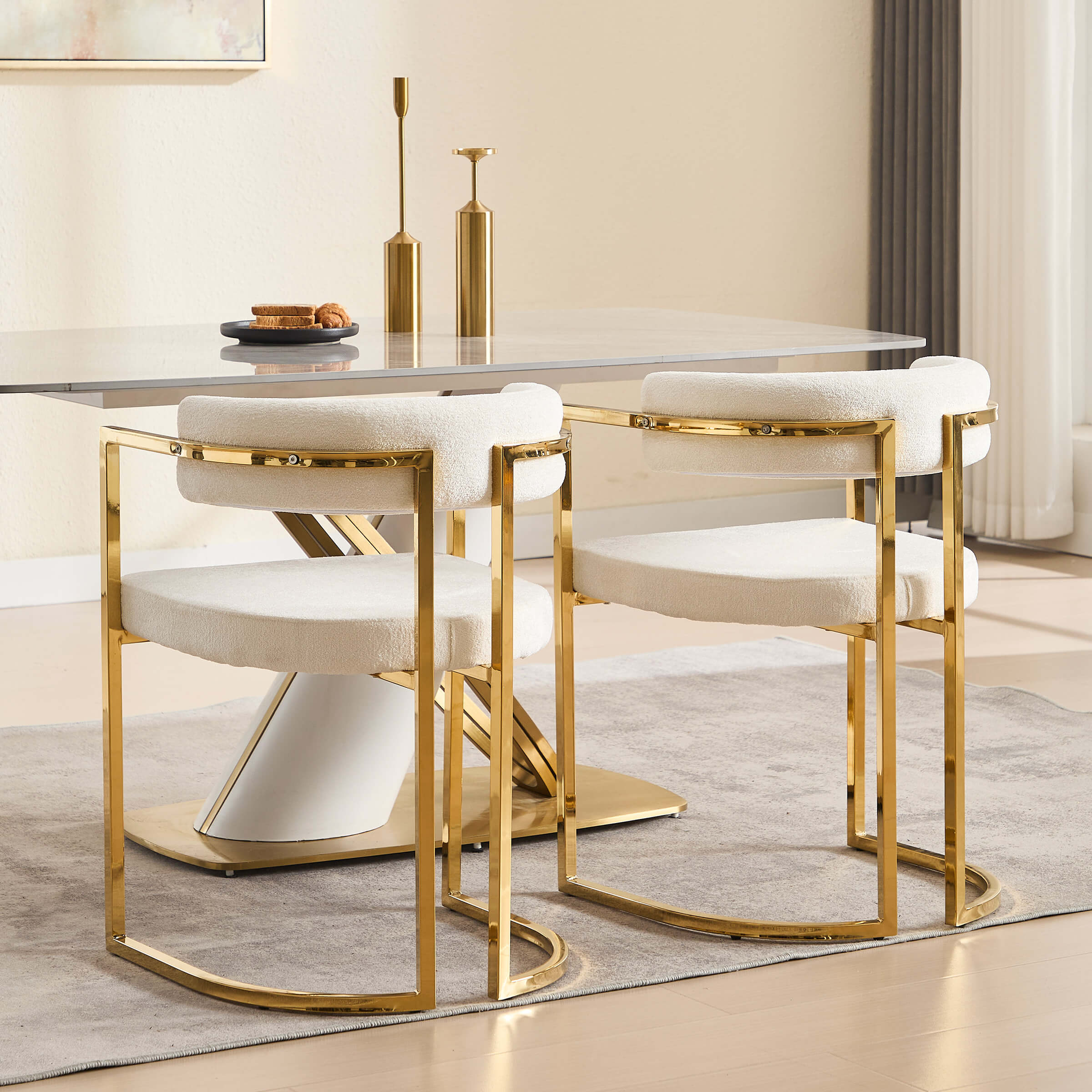 Upholstered Metal Frame Dining Chairs Set of 2 - 323DC