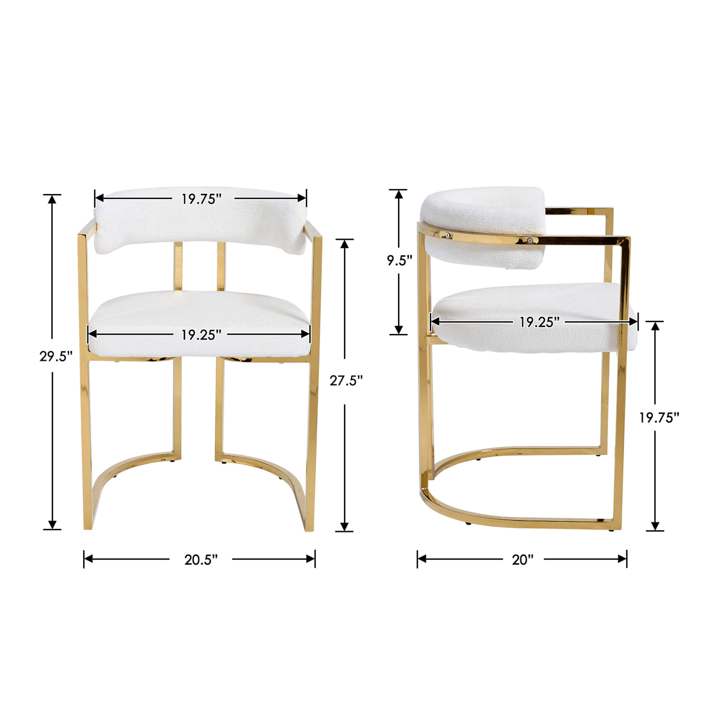Upholstered Metal Frame Dining Chairs Set of 2 - 323DC