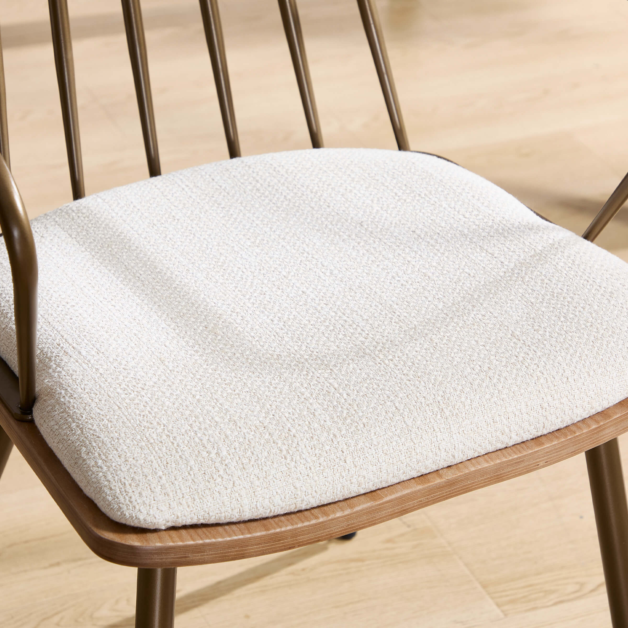 Close-up of chair seat and fabric cushion texture