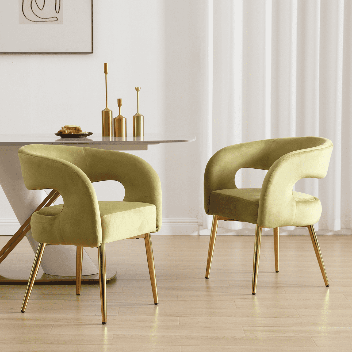 Set of four chairs with dimensions