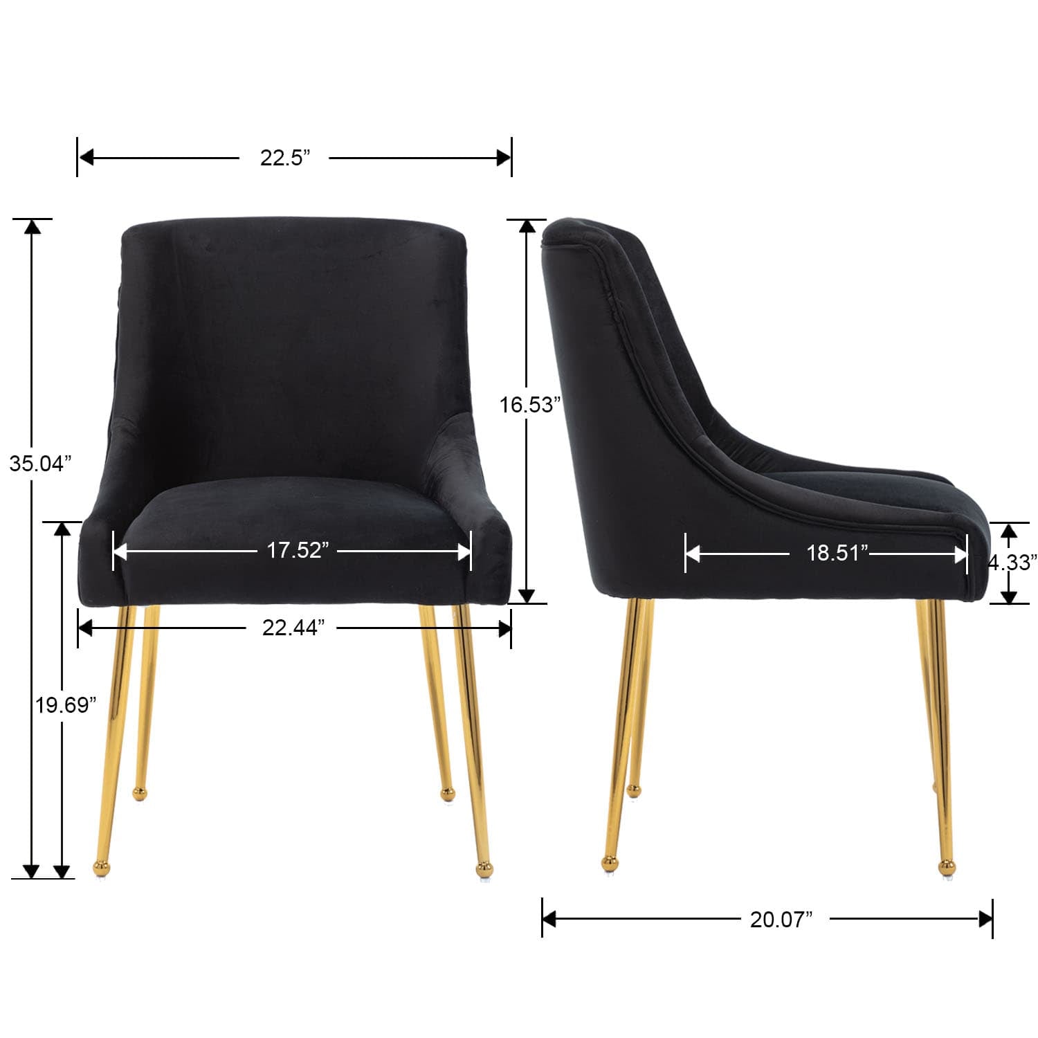 CHICAURA Modern Velvet Upholstered Accent Chairs Dining Room Chairs Set of 2 - 1469