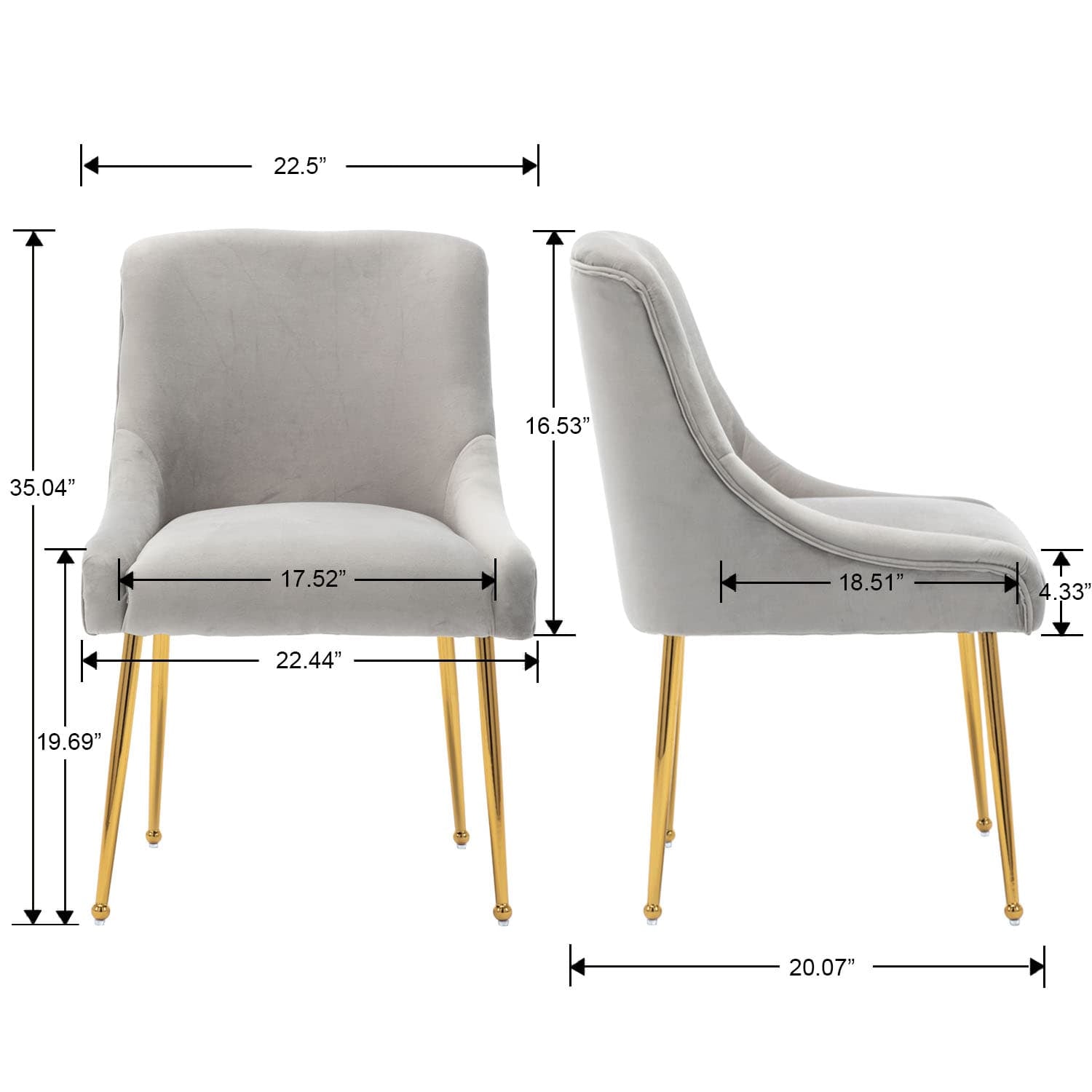 CHICAURA Modern Velvet Upholstered Accent Chairs Dining Room Chairs Set of 2 - 1469