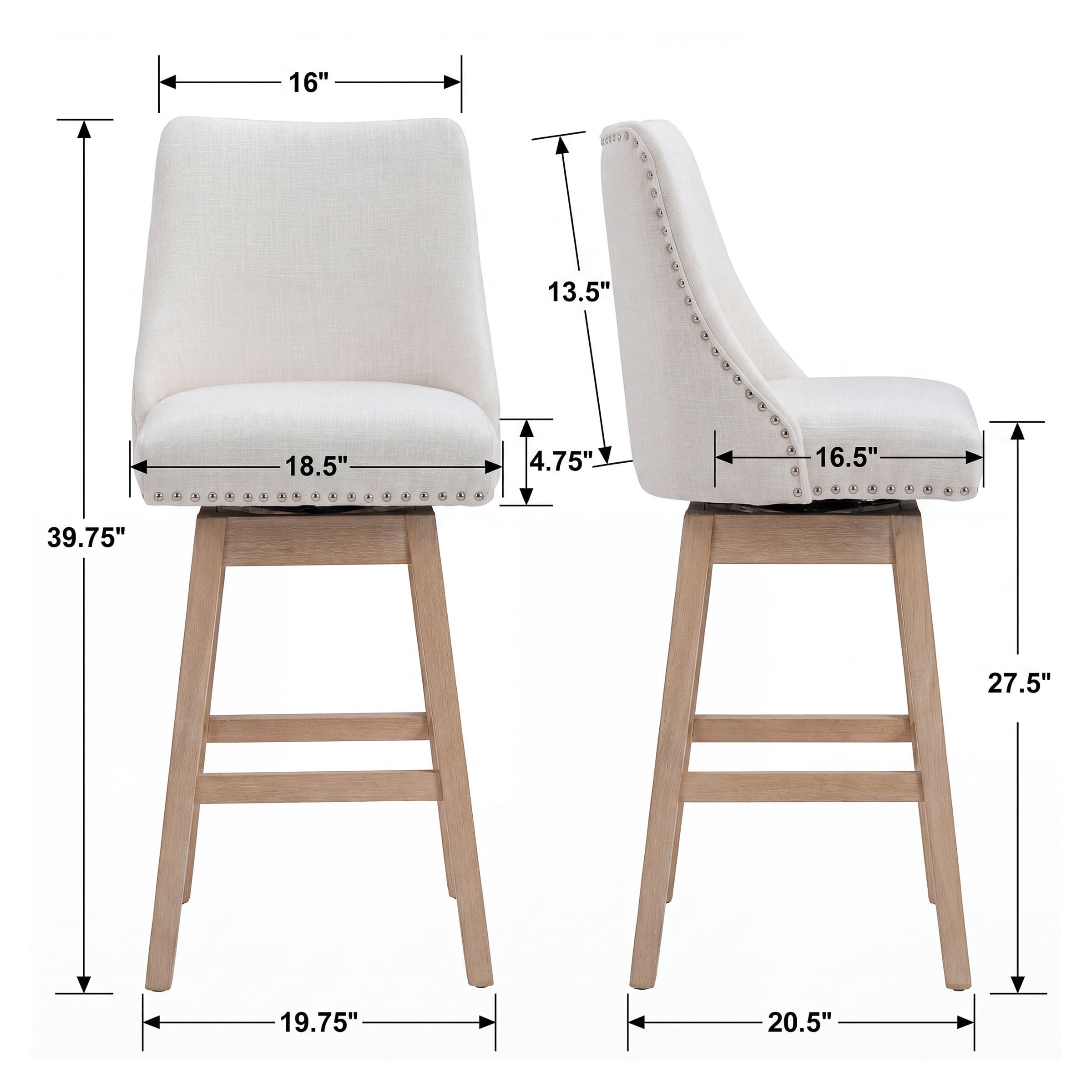 27.5"H Mid-Century Counter Swivel Bar Stools - 6017