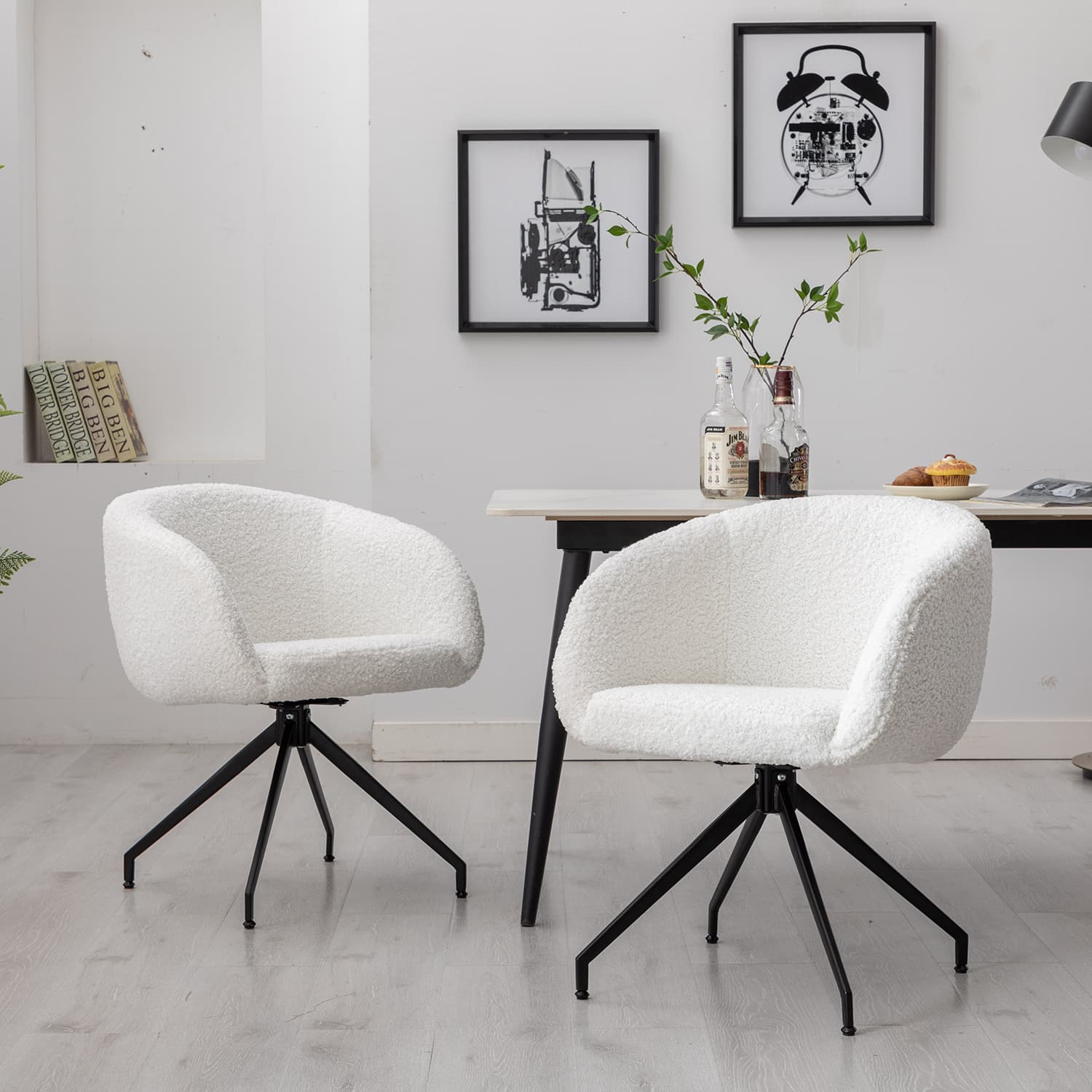 ROCITY 20" Swivel Black Boucle Chair 1 PCS - 3094DC