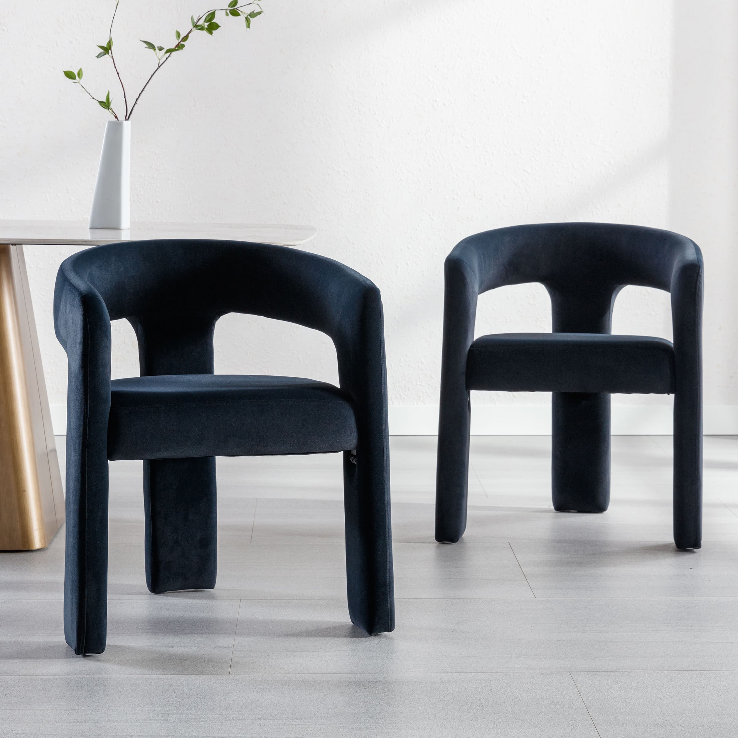 VESCASA Modern Open-Back Faux Leather Barrel Dining Chair 1 PCS - 5101DC