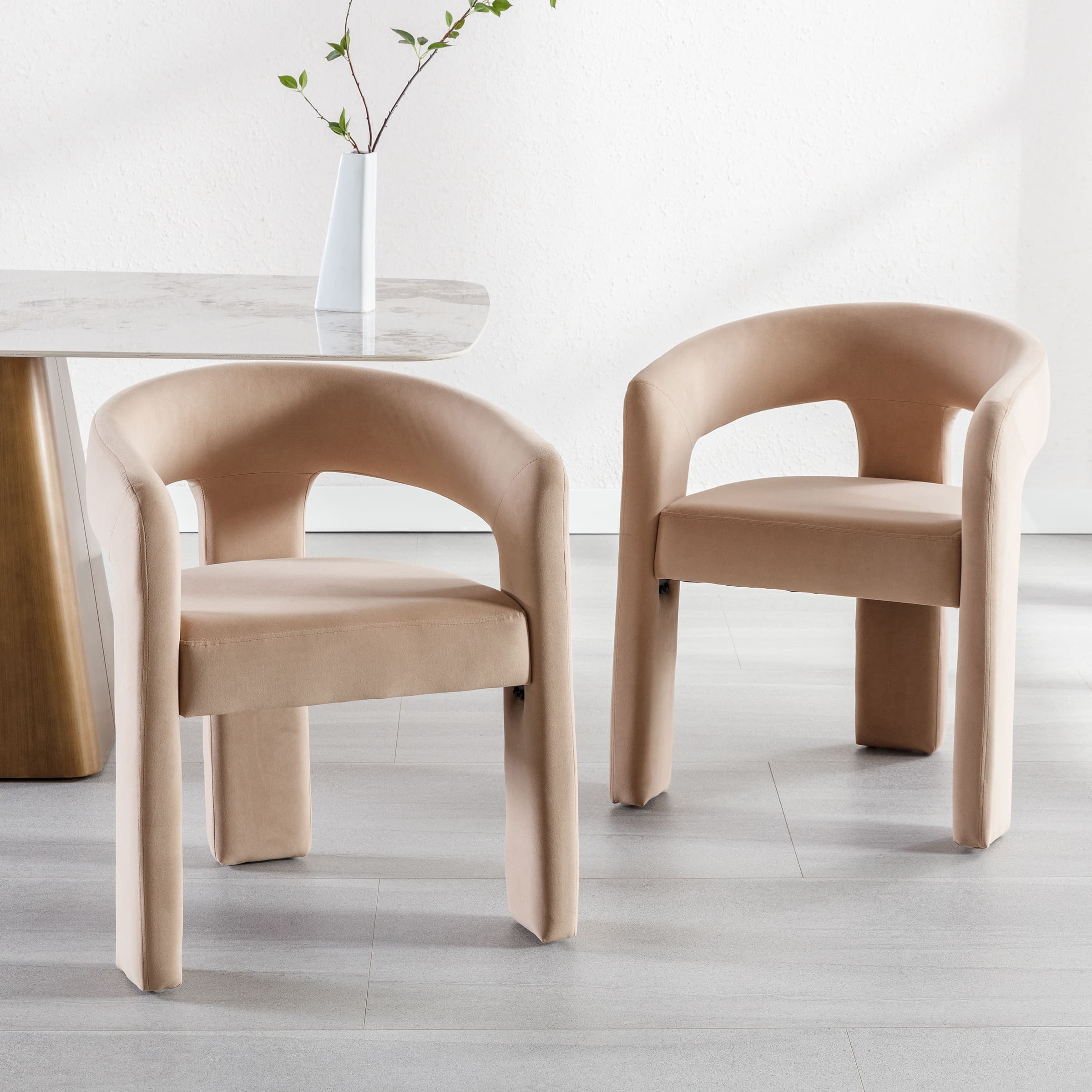VESCASA Modern Open-Back Faux Leather Barrel Dining Chair 1 PCS - 5101DC