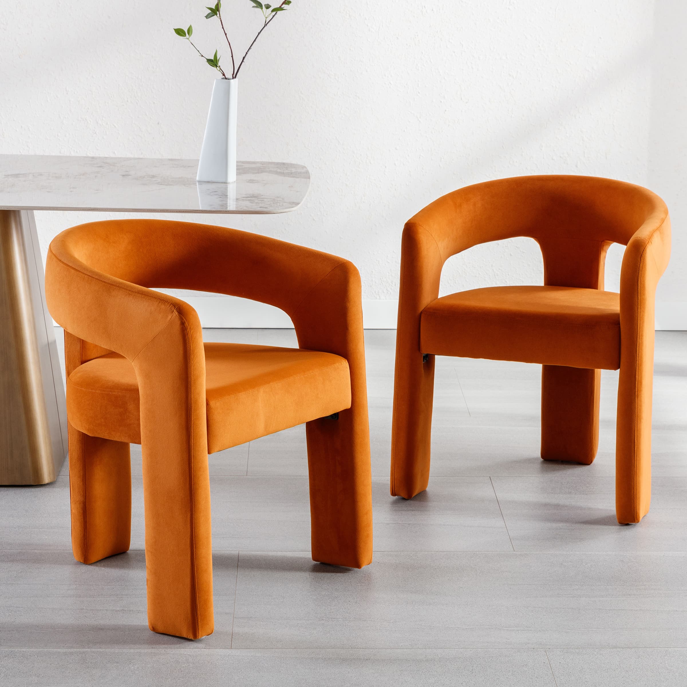 VESCASA Modern Open-Back Faux Leather Barrel Dining Chair 1 PCS - 5101DC