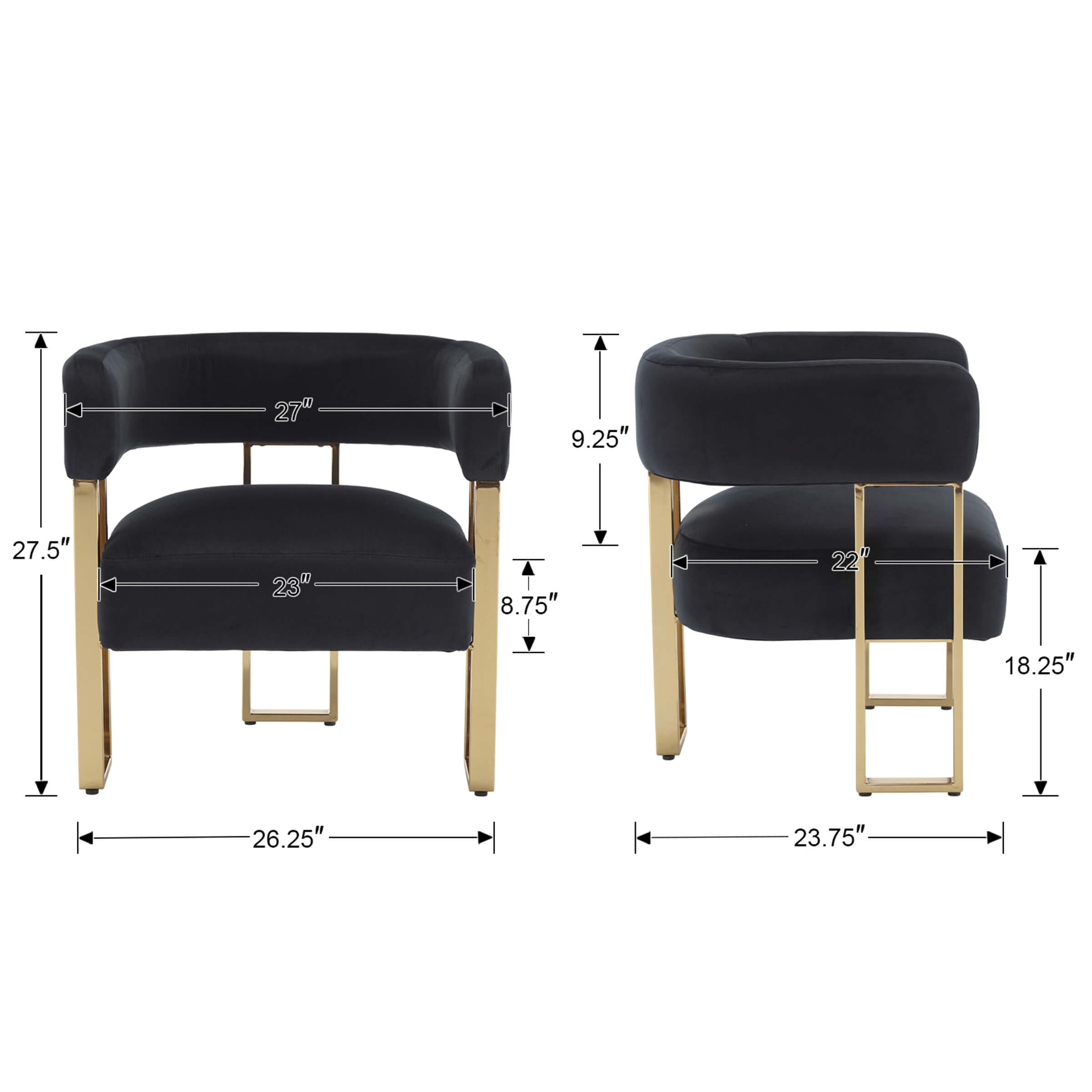 ZH4YOU Barrel Chair with Gold Metal Legs 1 PCS - 72005AC