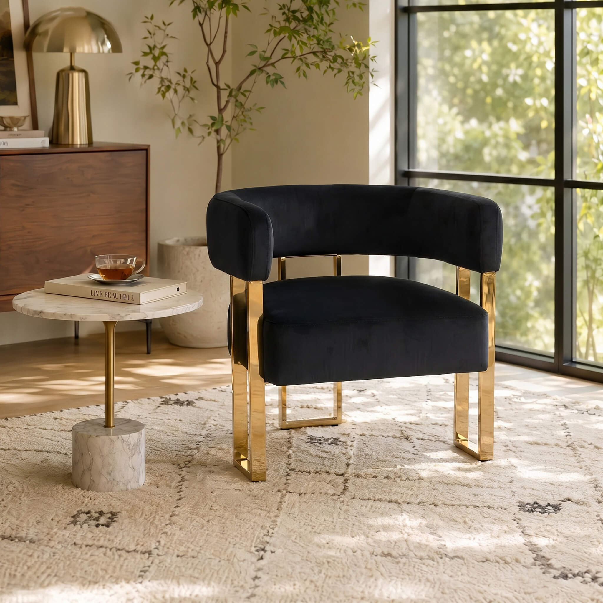 Barrel Chair with Gold Metal Legs 1 PCS - 72005AC
