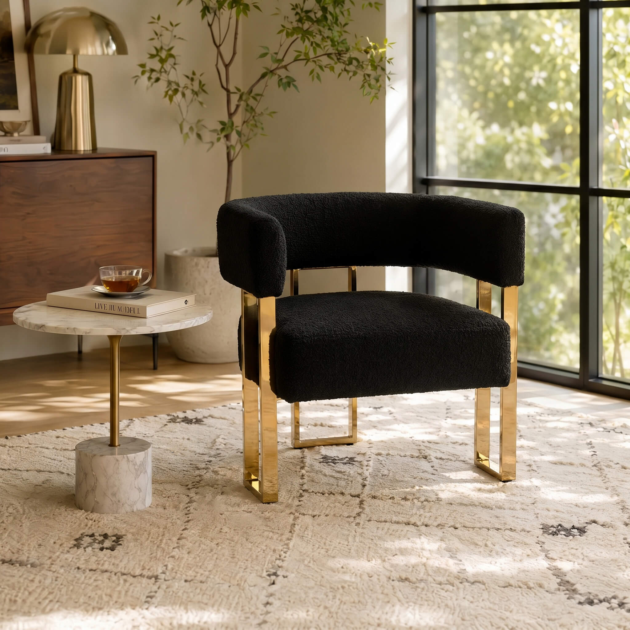 Barrel Chair with Gold Metal Legs 1 PCS - 72005AC