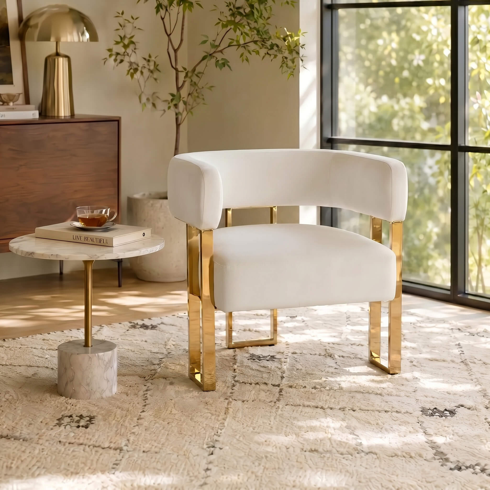 Barrel Chair with Gold Metal Legs 1 PCS - 72005AC