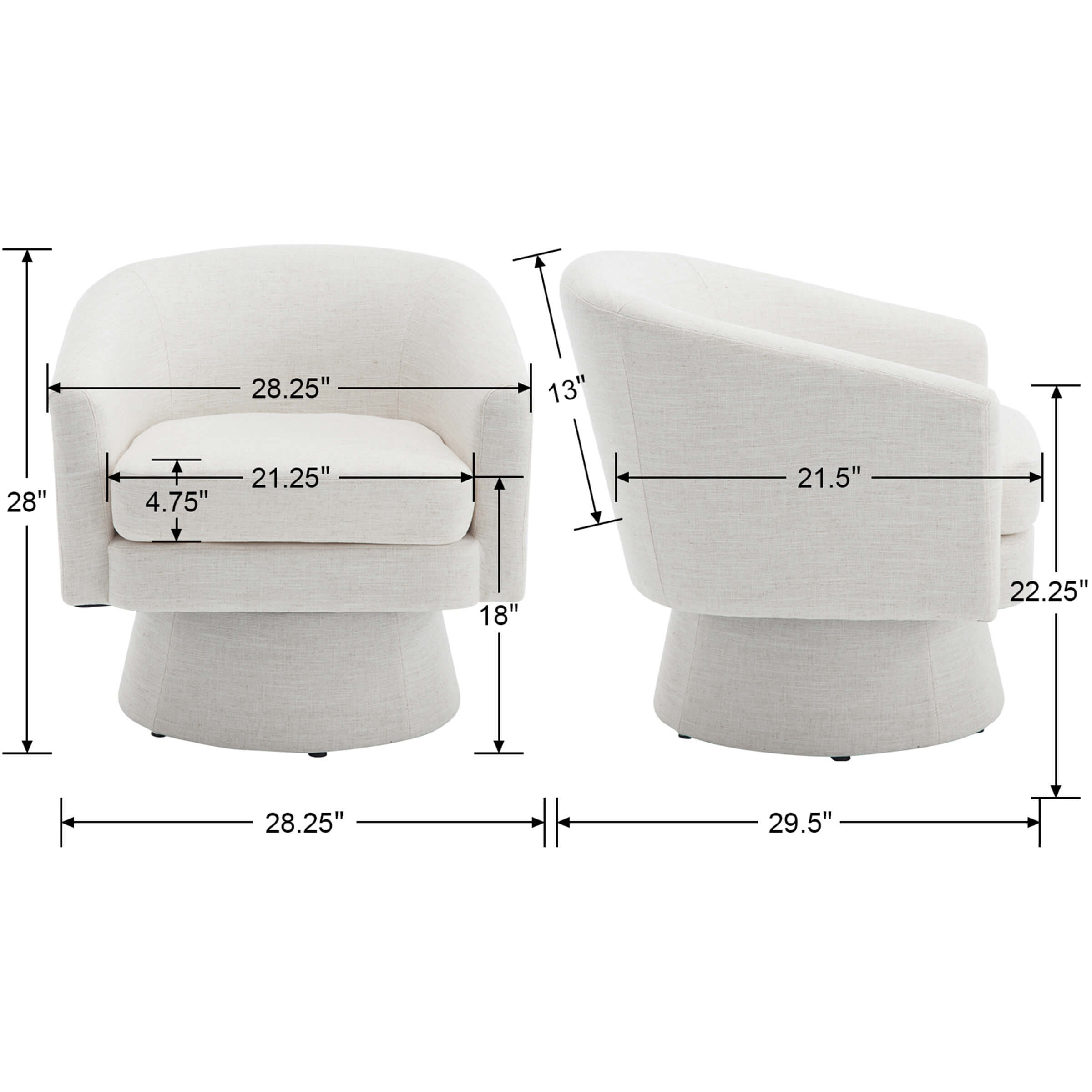 ROCITY Barrel Swivel Accent Chair 1 PCS - 3057AC