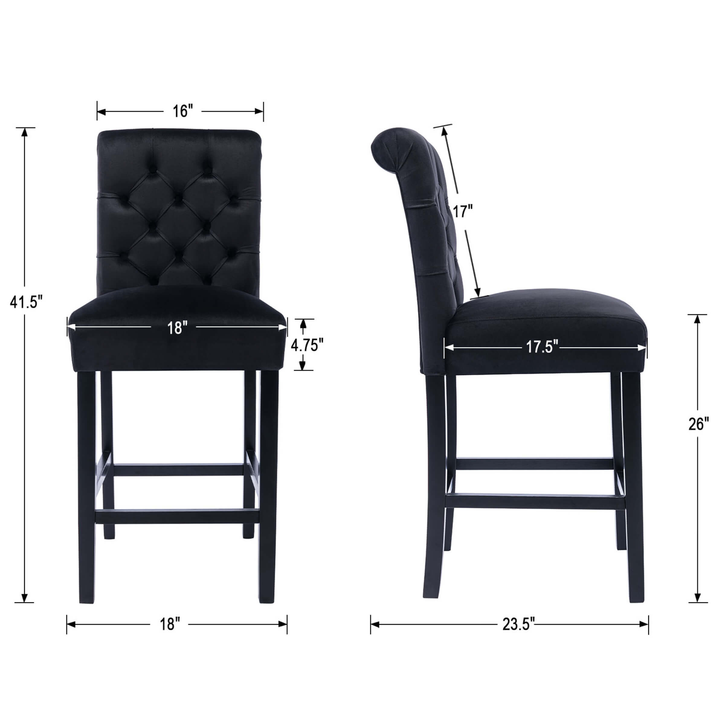 Kmax Tufted Counter Height Bar Stools Set of 2 - 8335CS