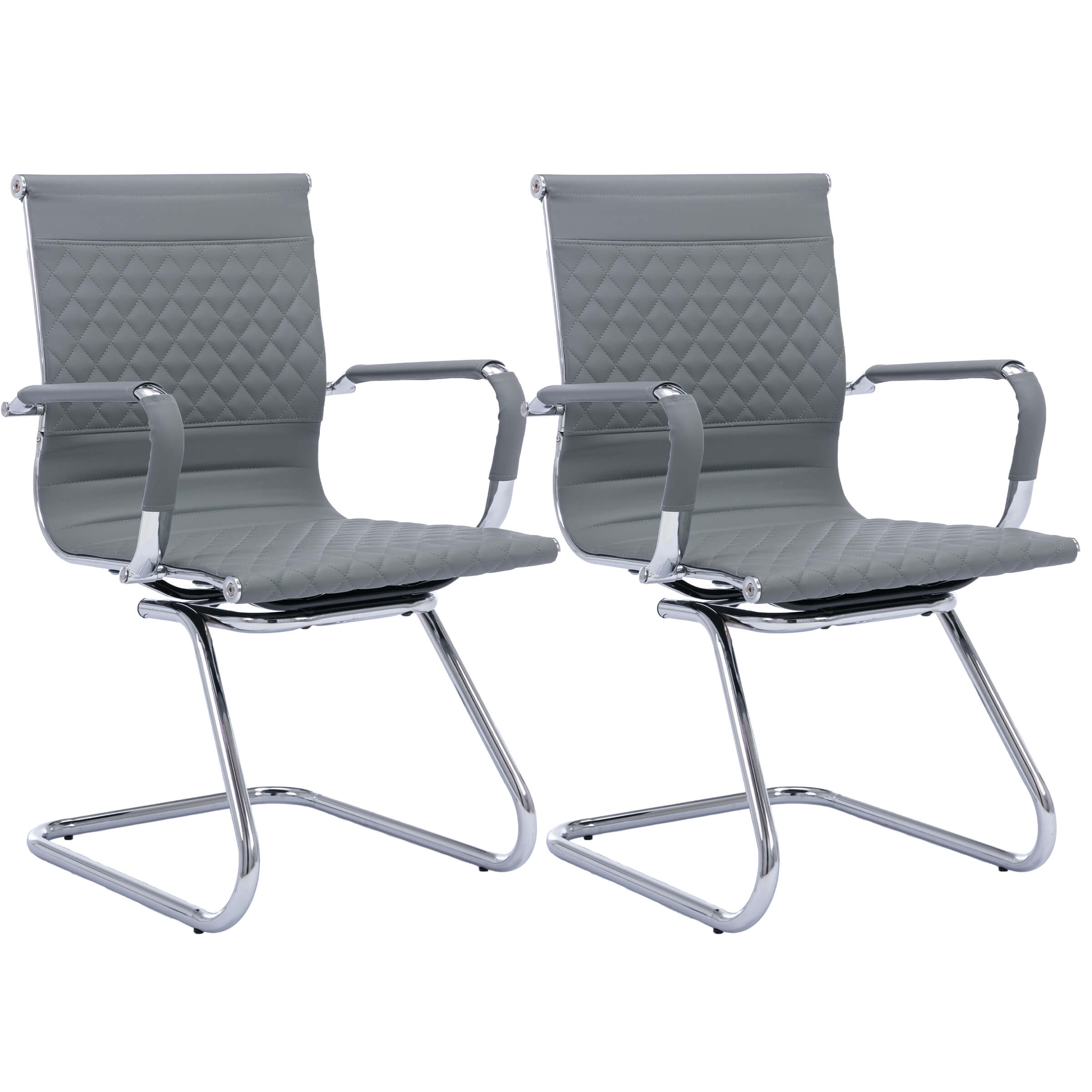 Two gray chairs viewed with perspective