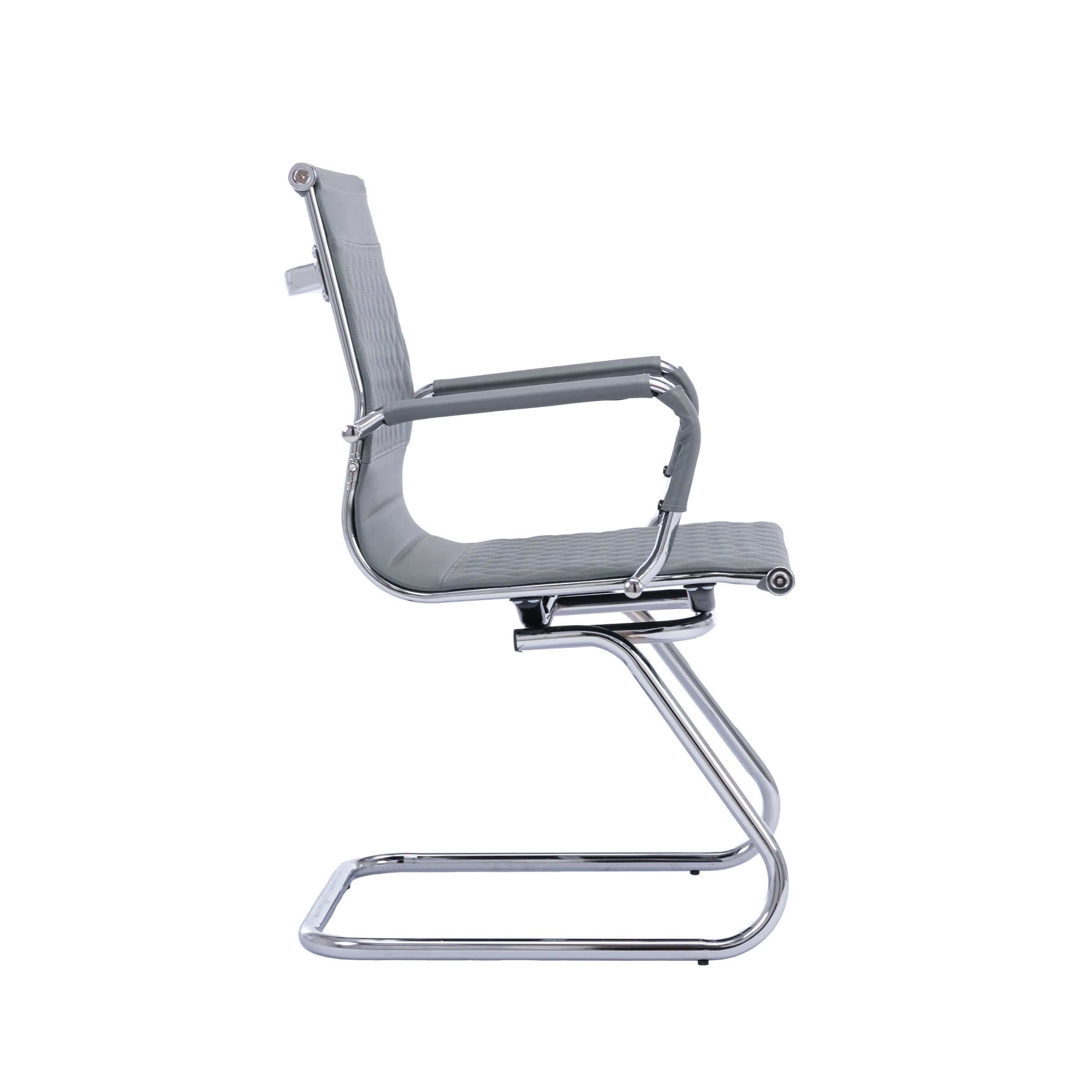 Side profile of gray office chair