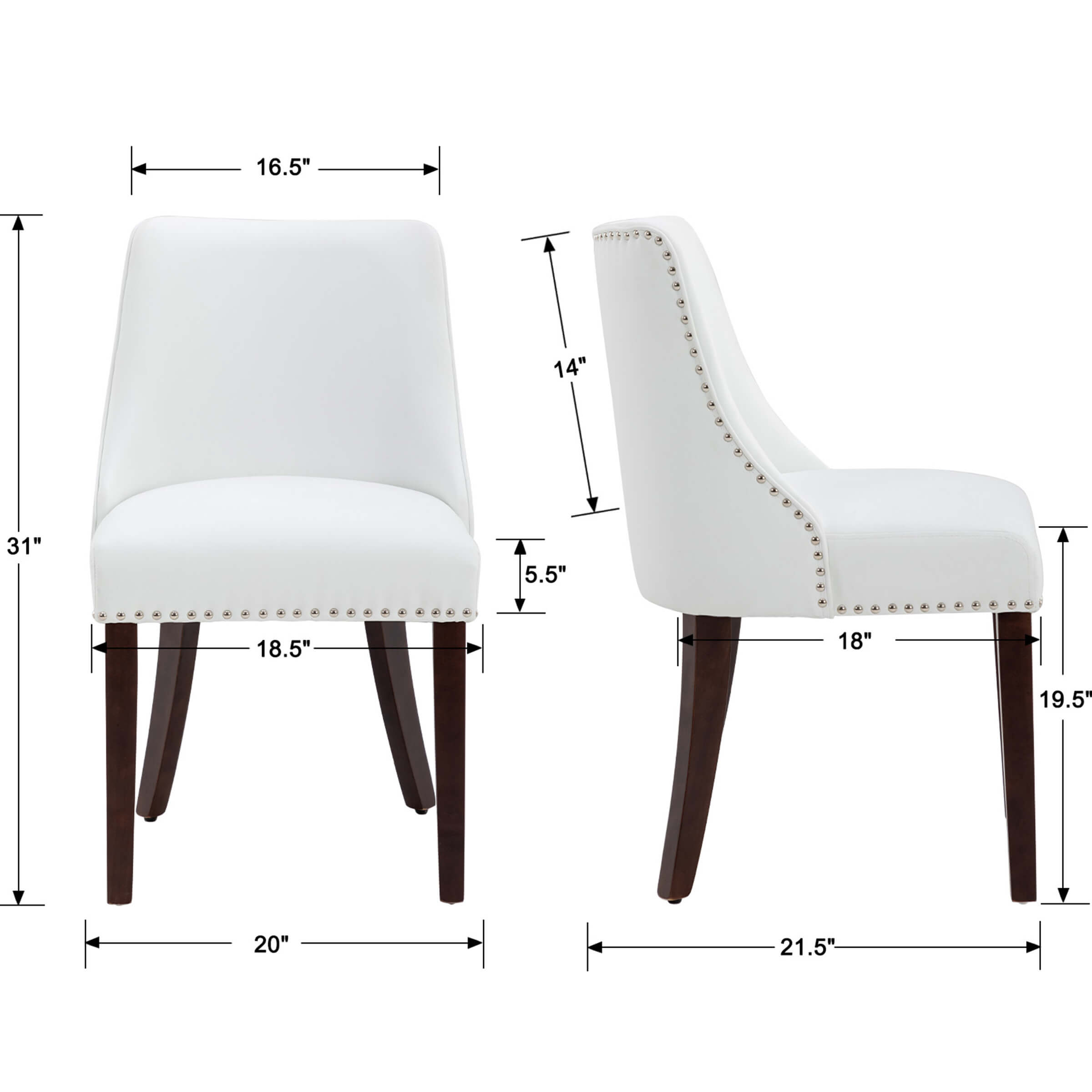 Kmax Mid Century Modern Dining Chairs Set of 2 - 6028