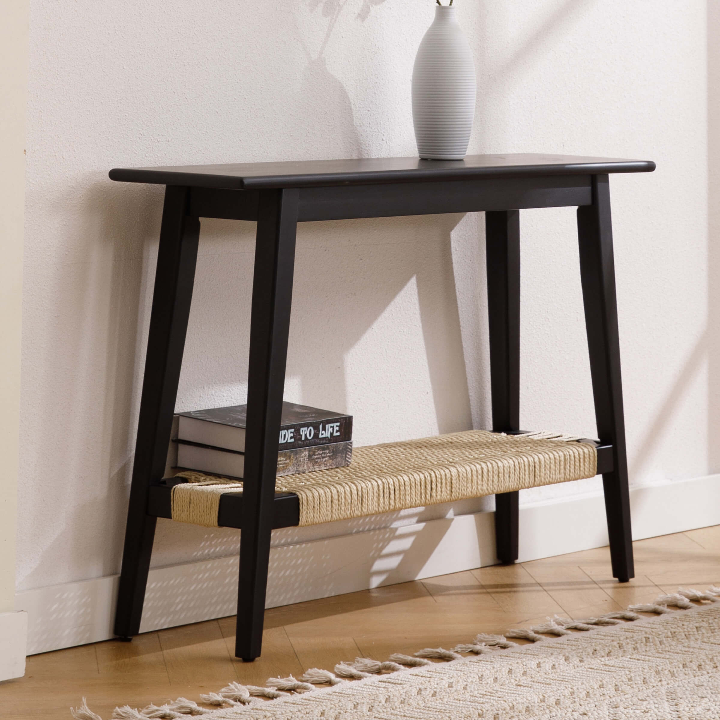 Kmax Natural Entryway Table with Rattan Storage Shelf - 22162ET