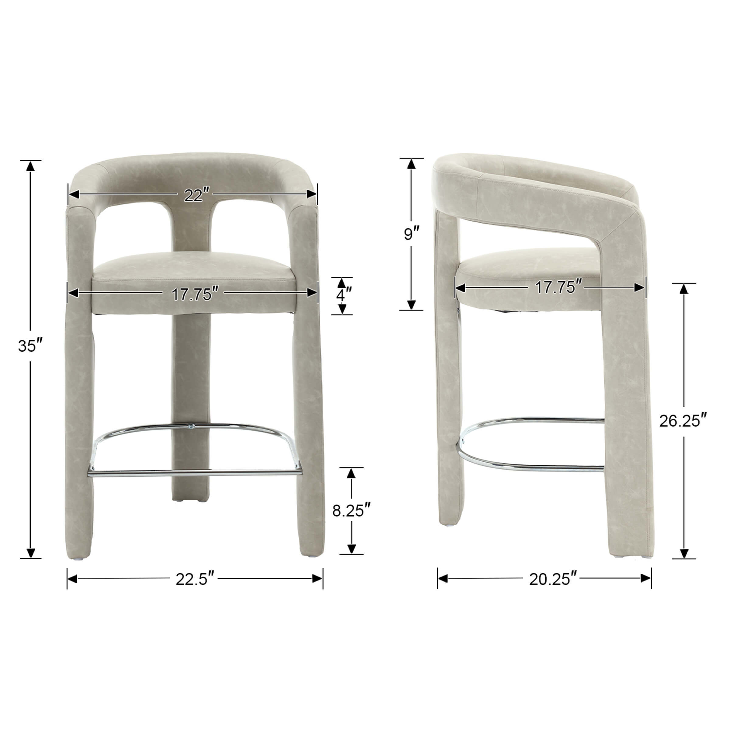 CIMOTA Open Back Counter Stool 1 PCS - 55011CS