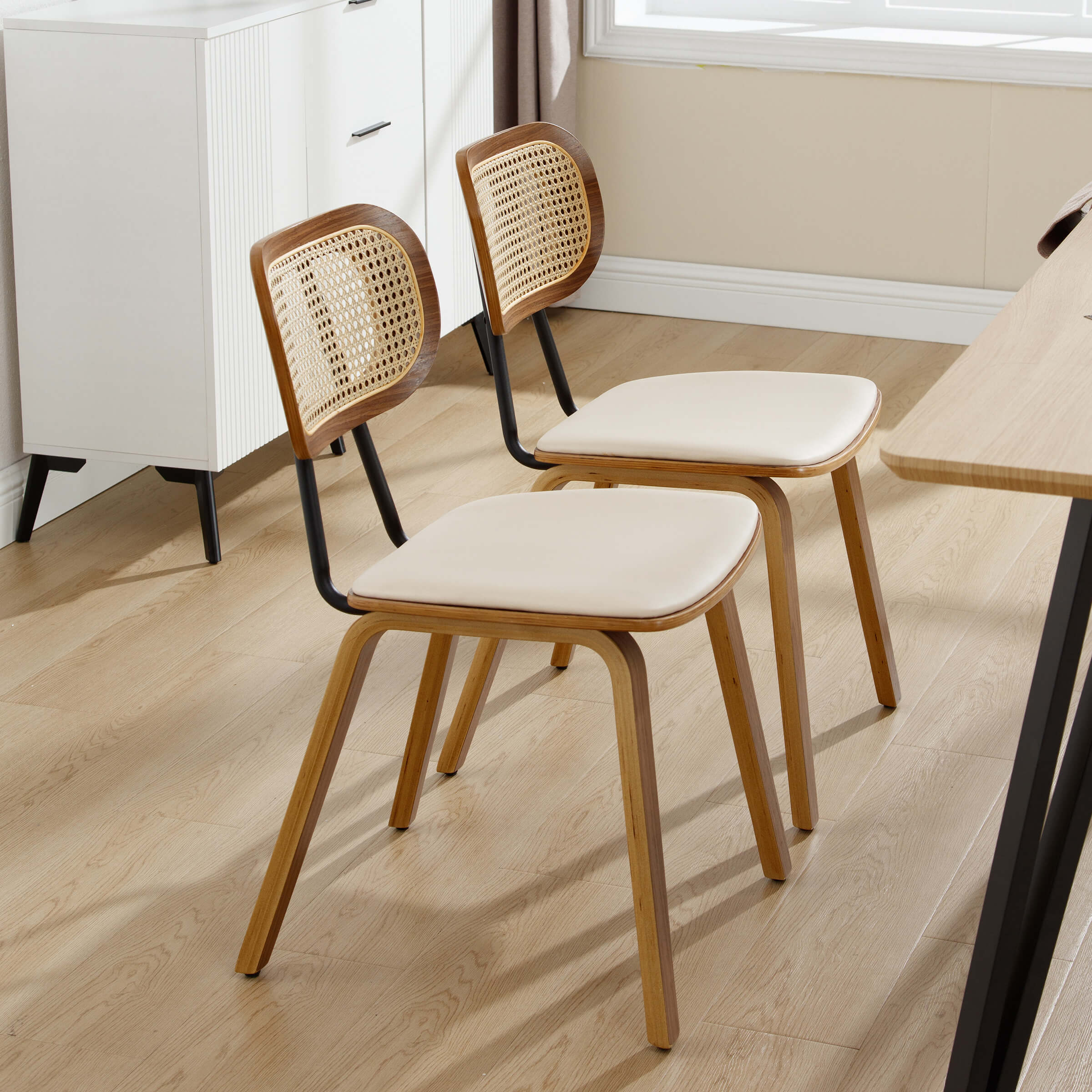 Armless Rattan Back Dining Chairs Set of 2 - 6692DC