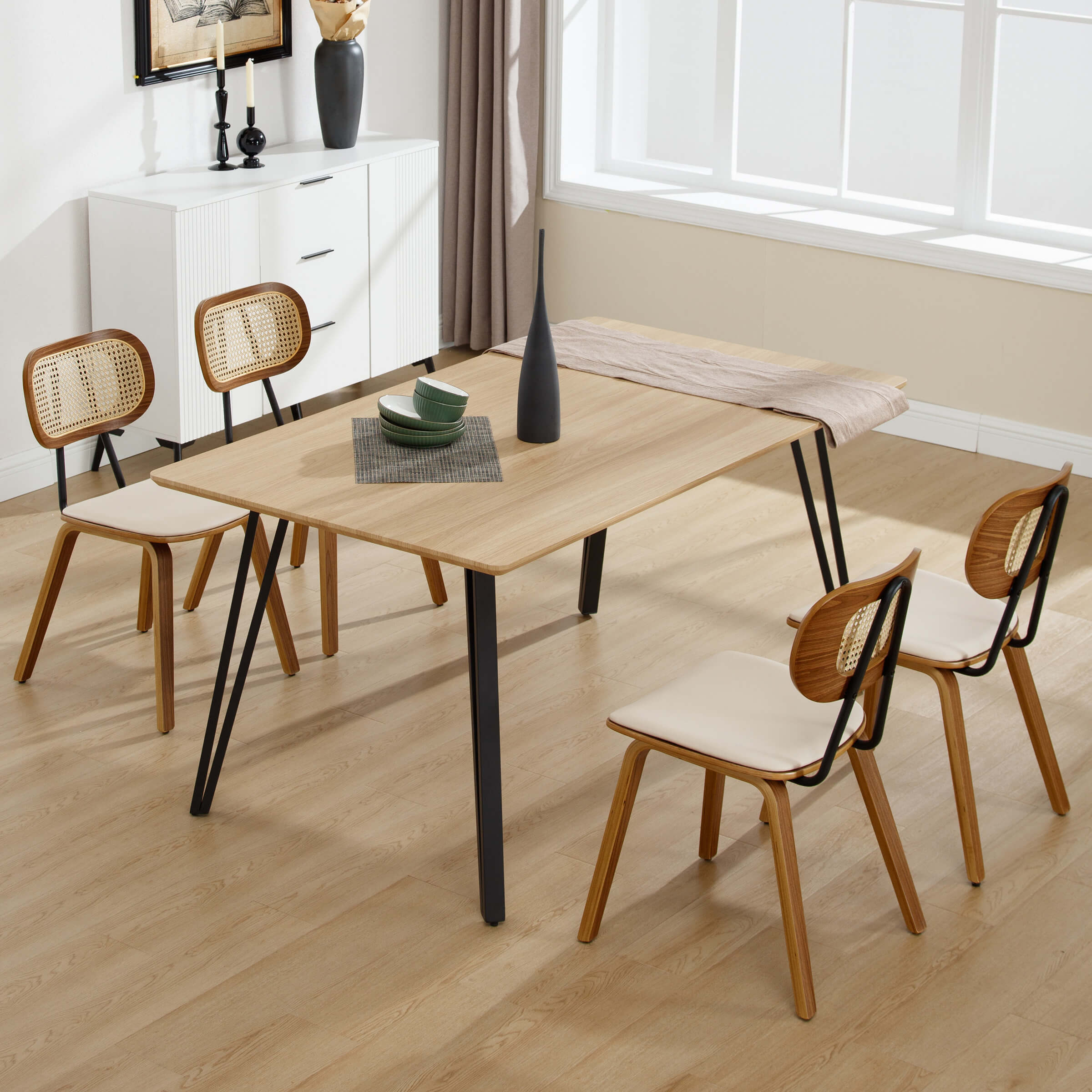 ROCITY Armless Rattan Back Dining Chairs Set of 2 - 6692DC