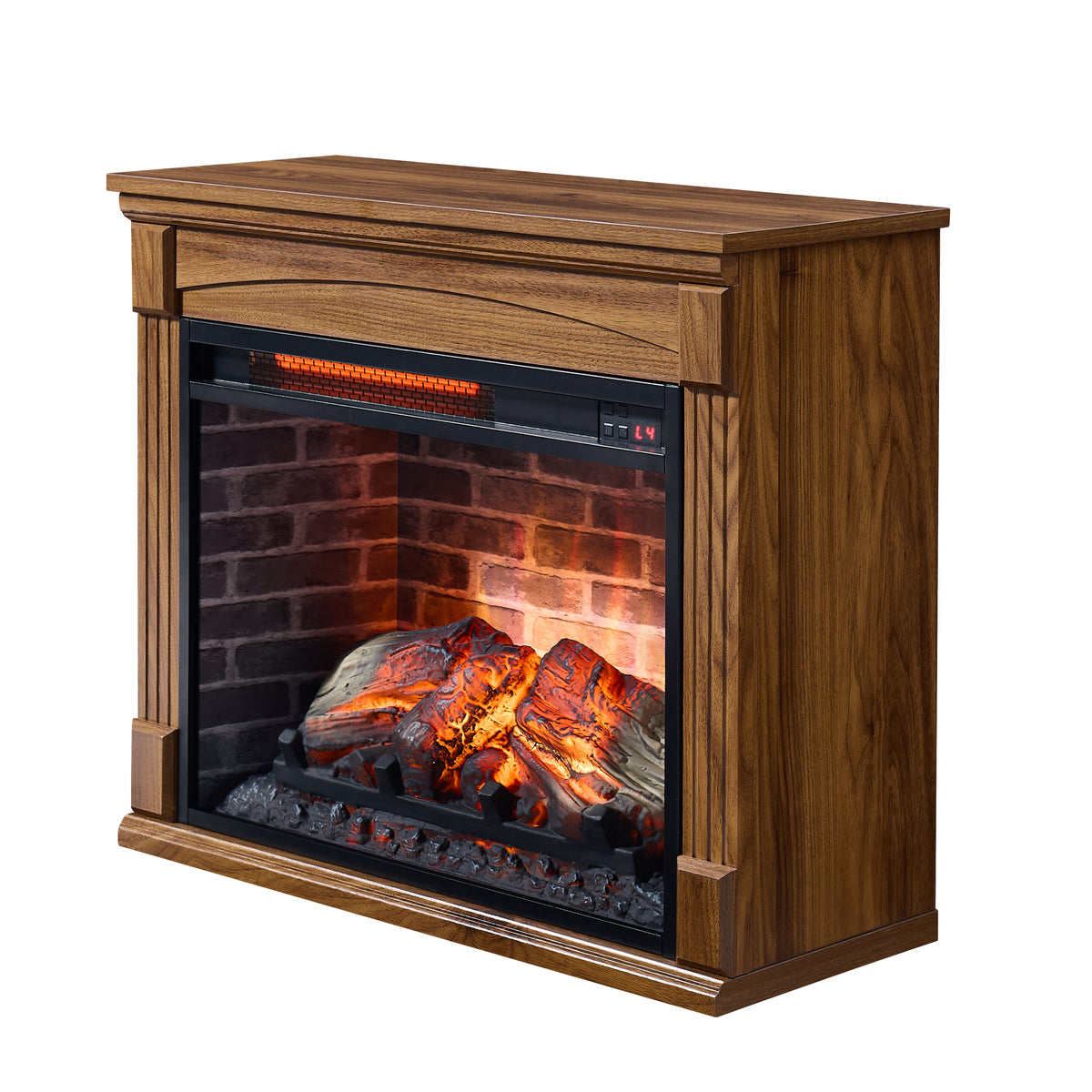 28" Wooden Electric Fireplace with Remote Control & Timer