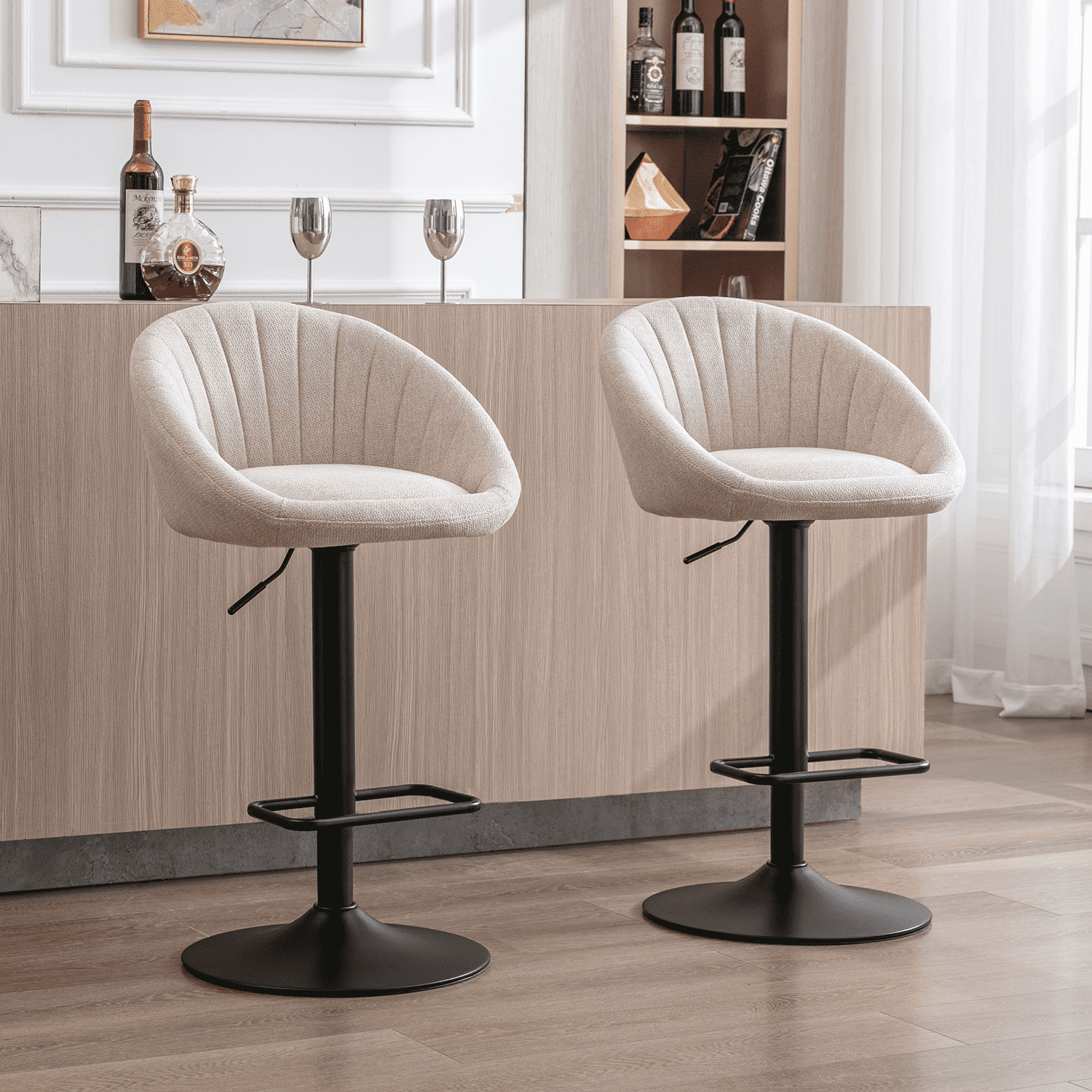 EALSON Modern Adjustable Swivel Bar Stools with Low Back Set of 2 90