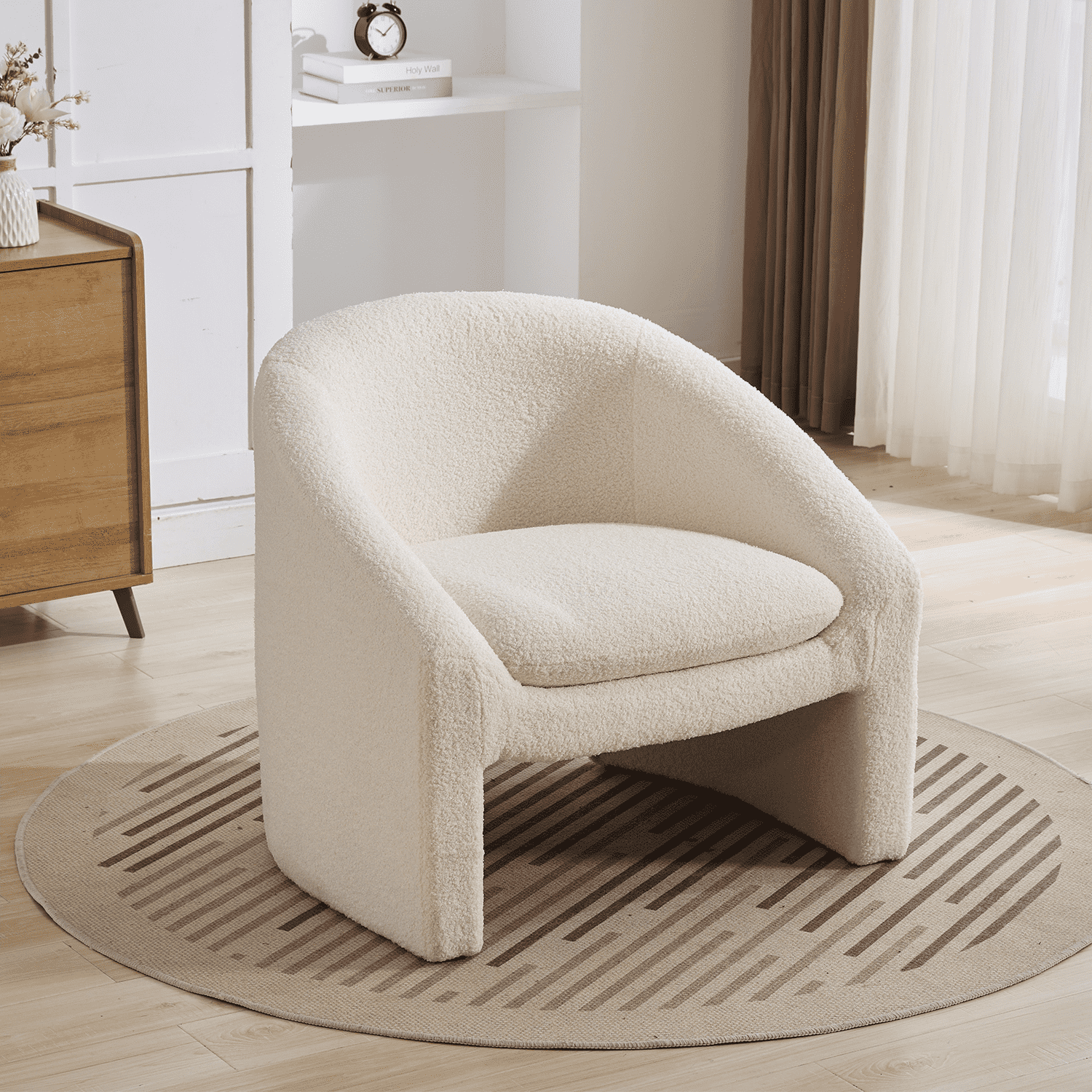 EALSON Barrel Accent Upholstered Round Armchairs 1 Piece - 8359